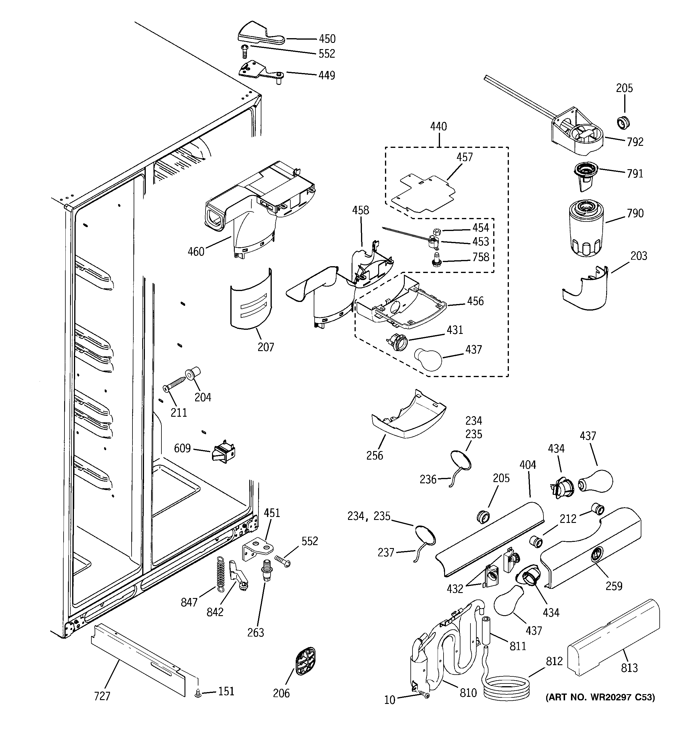 GE GSHL6KGZBCLS fresh food section diagram