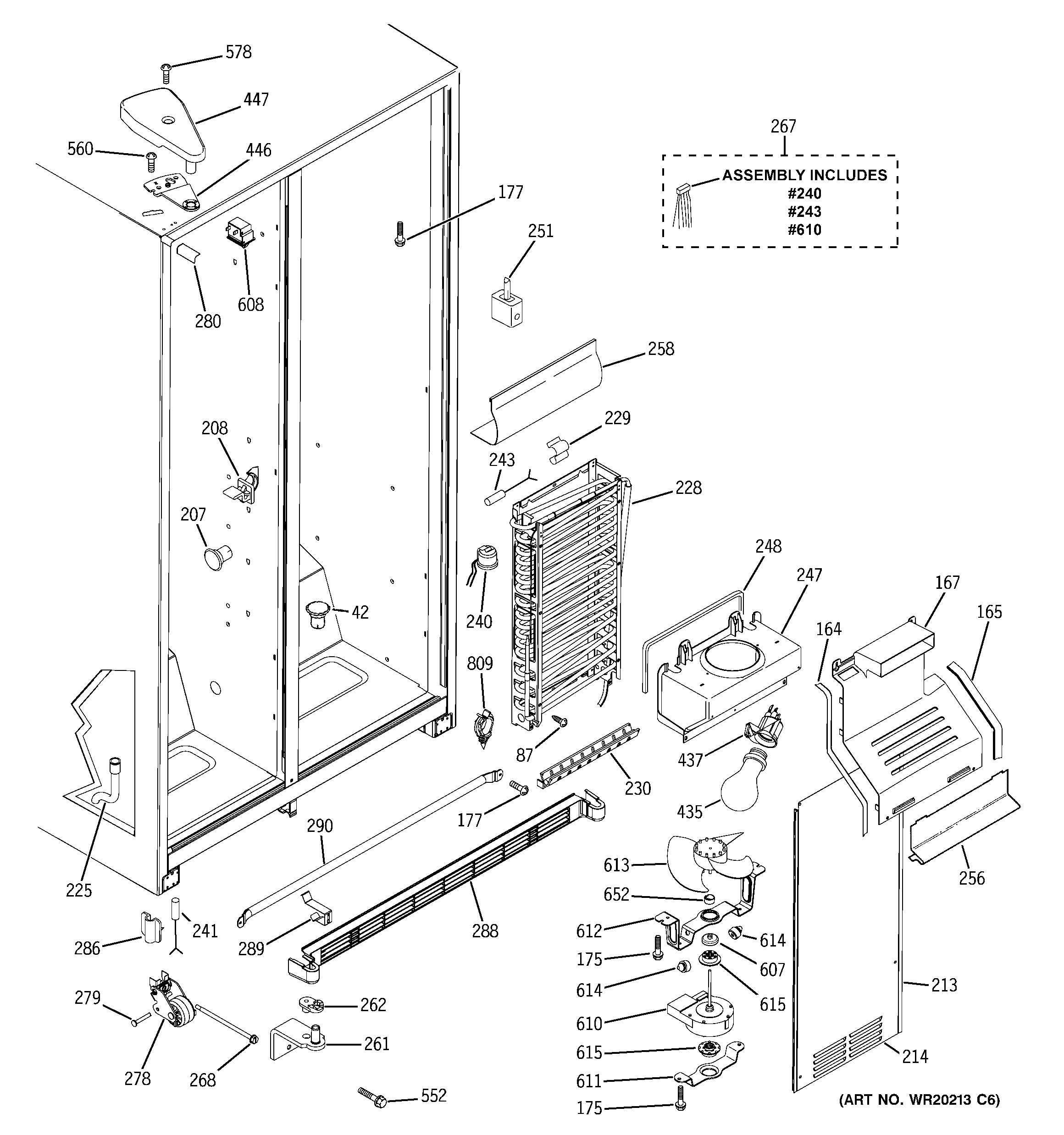 GE GSS20IETEBB freezer section diagram