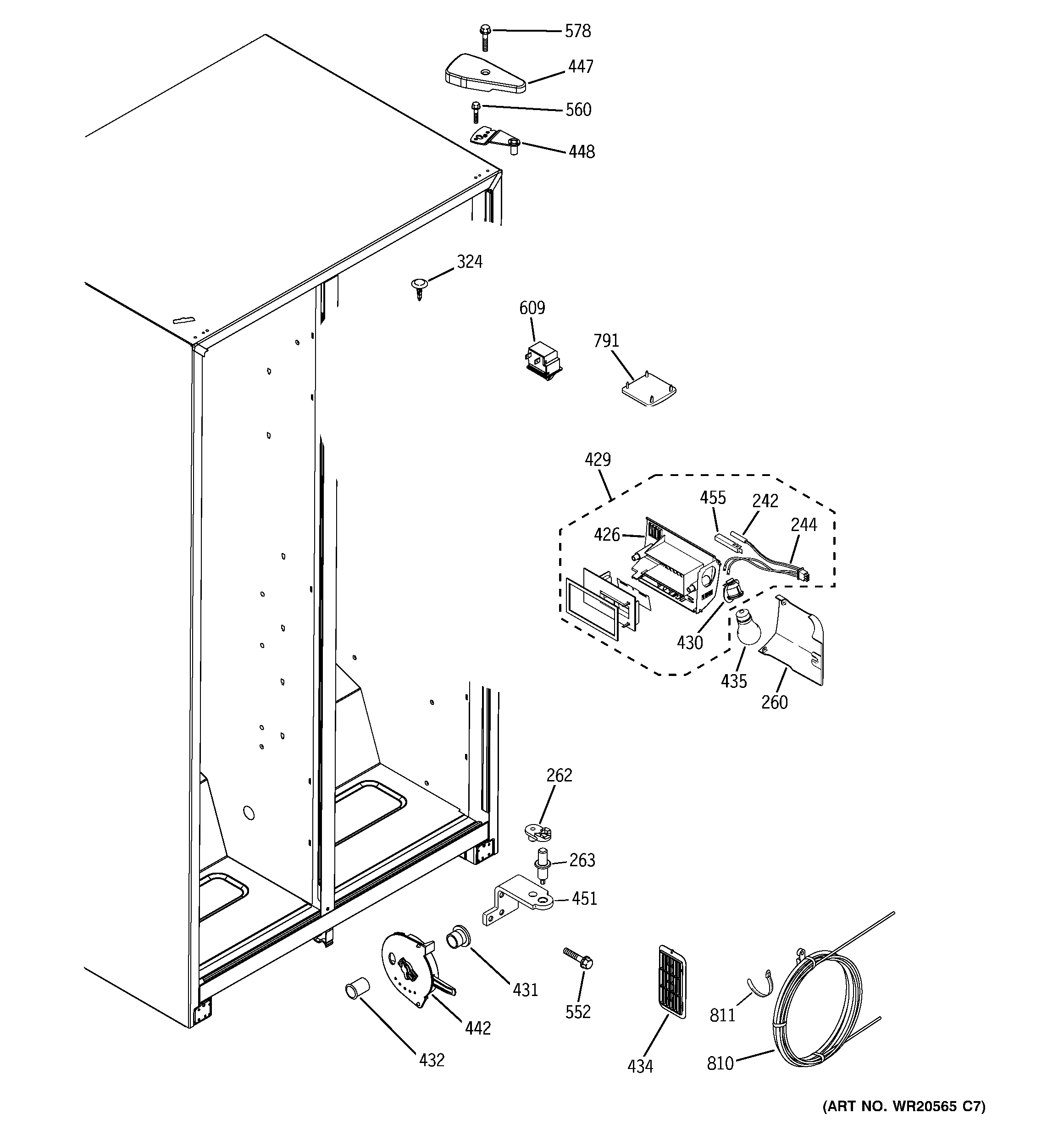 GE GSS22JETJWW fresh food section diagram