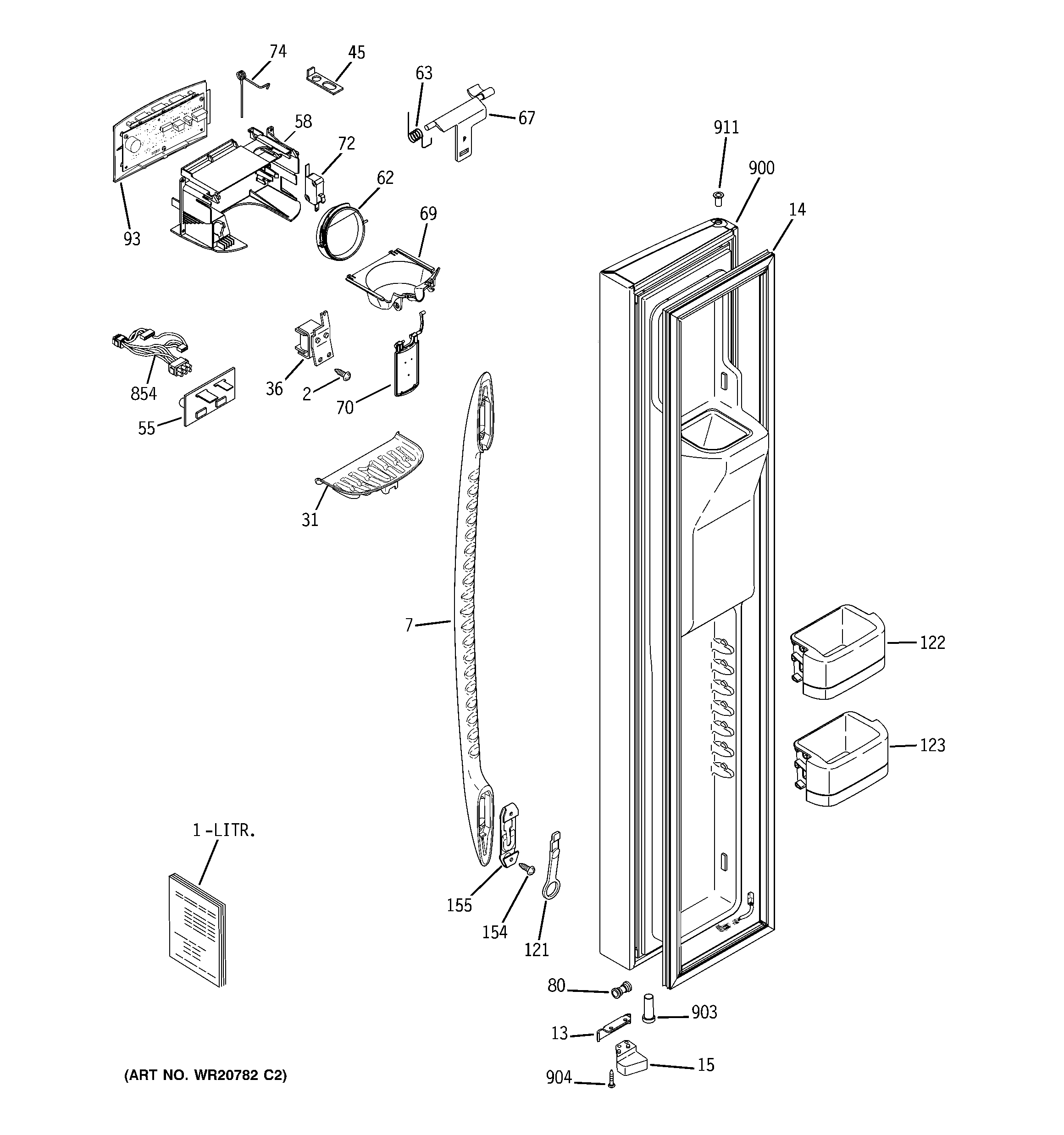GE PSHF6PGZBEBB freezer door diagram