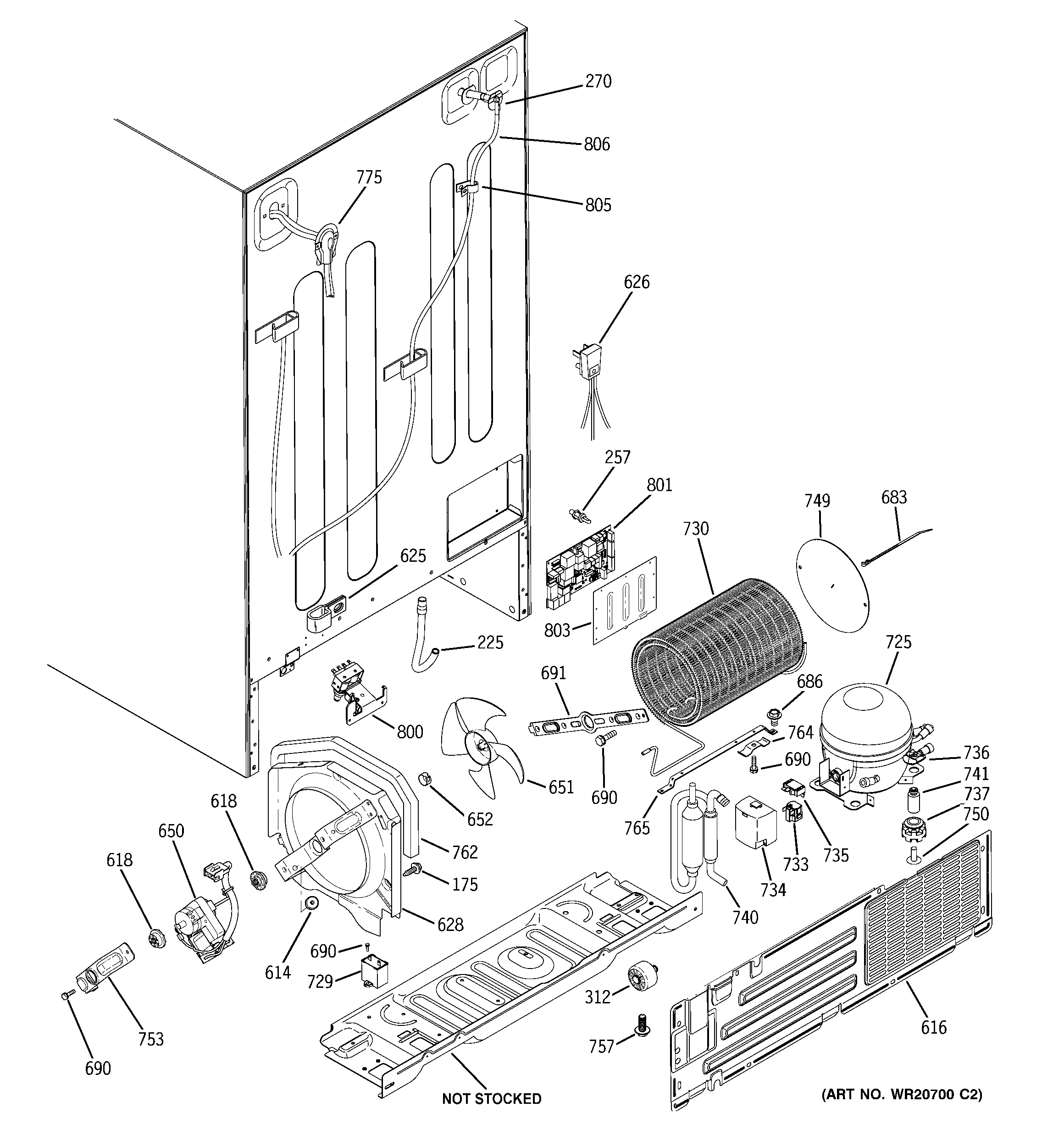 GE PSHF6PGZBEBB sealed system & mother board diagram