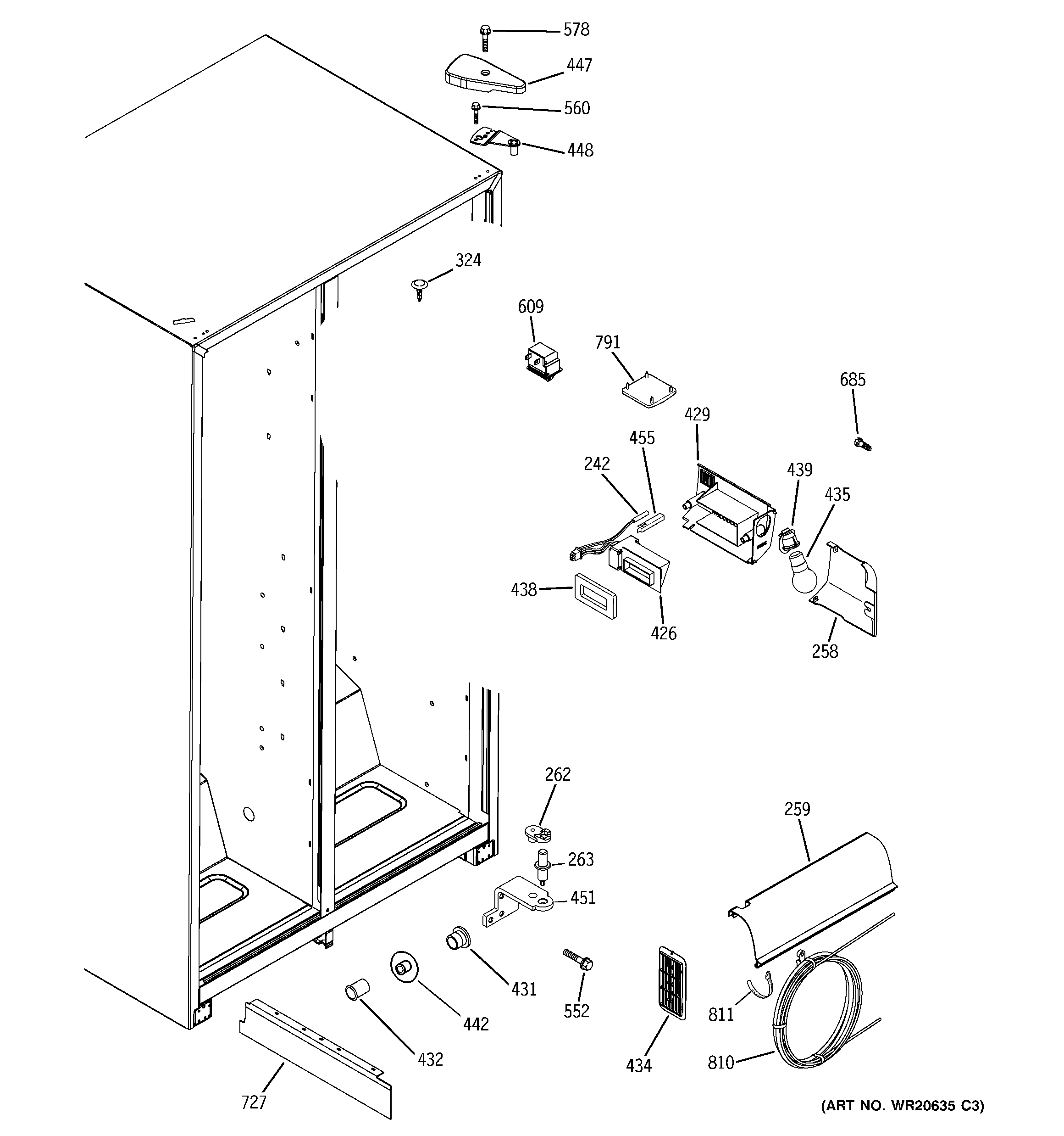 GE GSE22KEWJFSS fresh food section diagram
