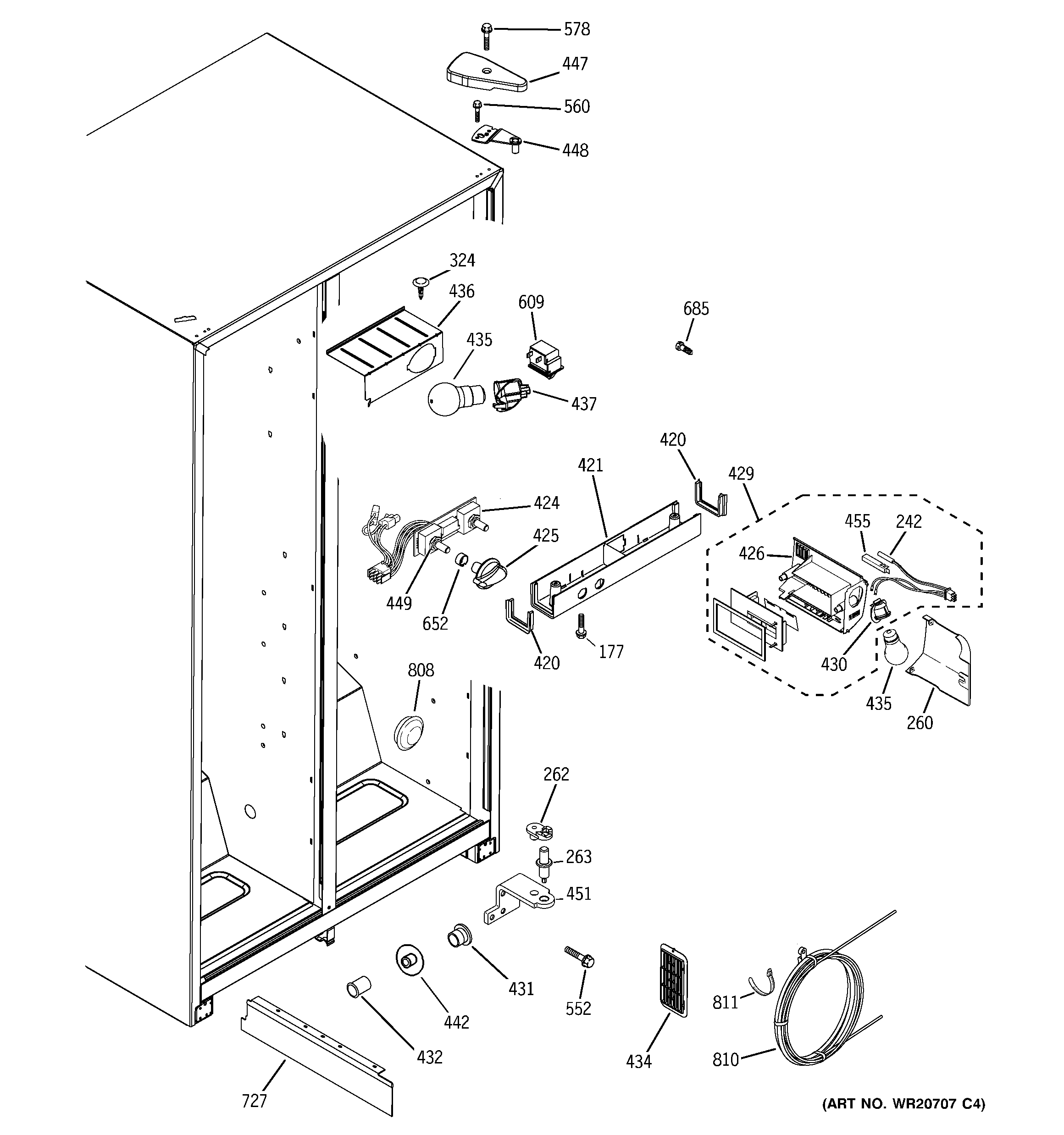 GE GSE22KEWNFSS fresh food section diagram