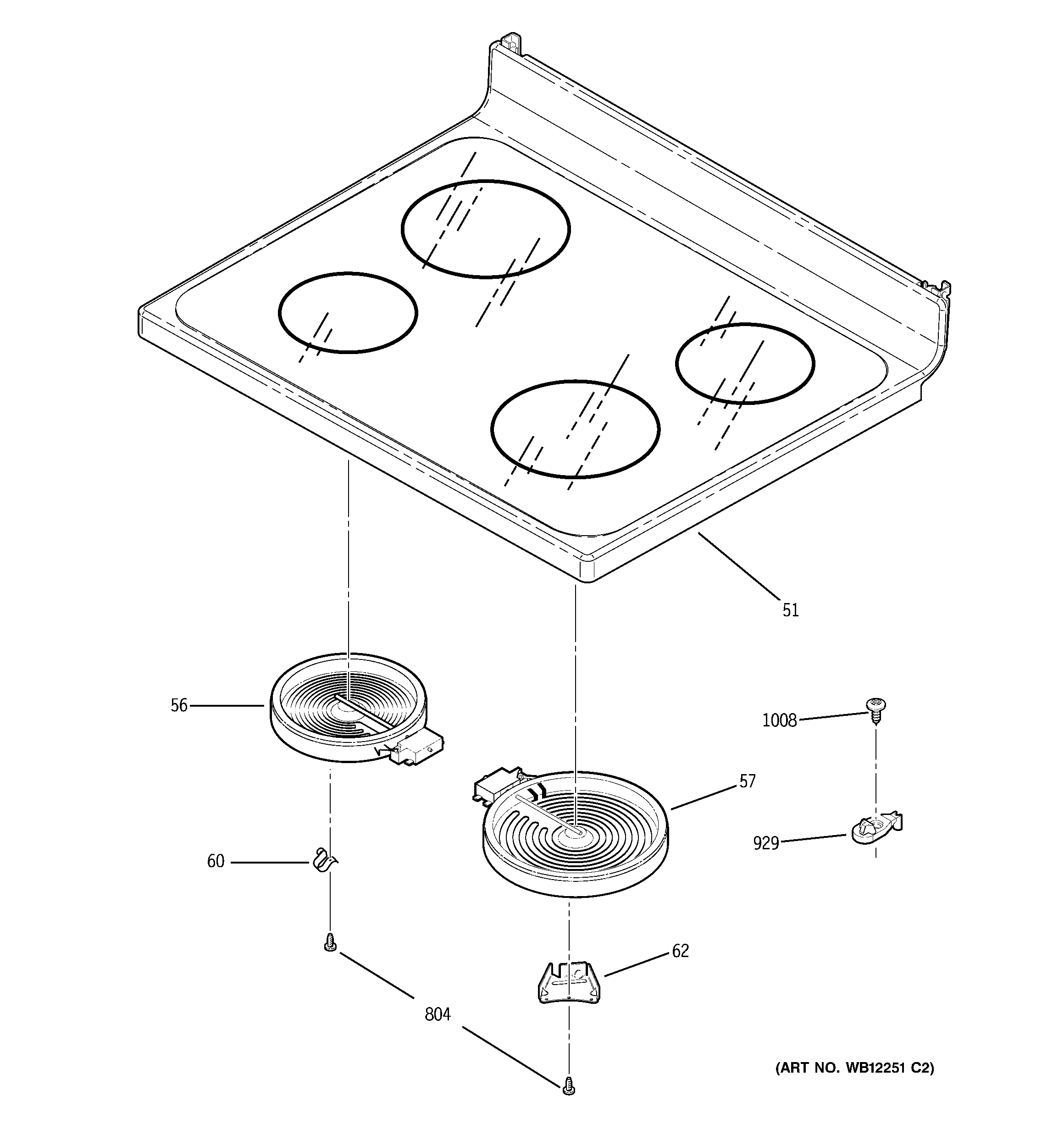 GE JBS55SM4SS cooktop diagram