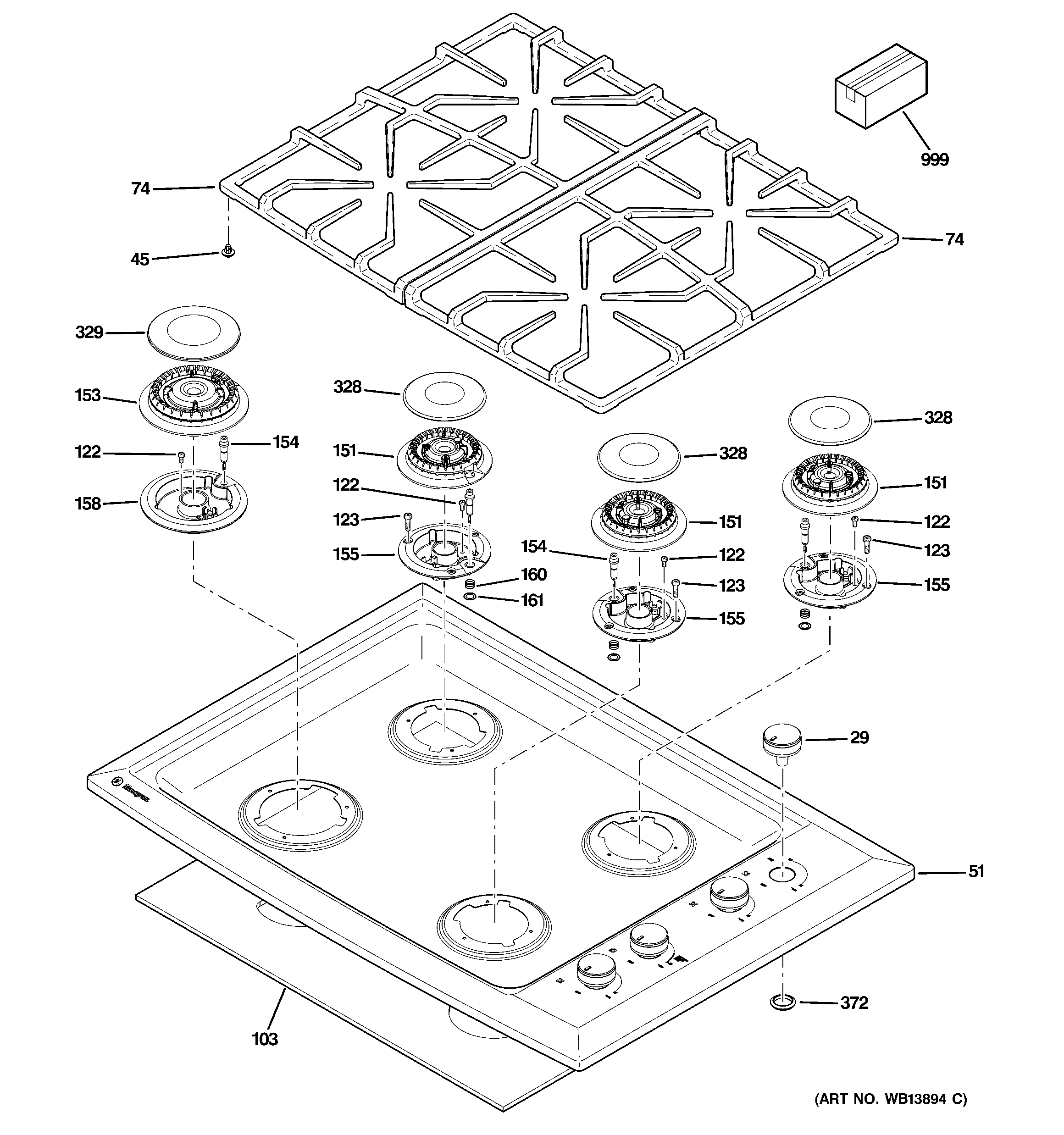 GE ZGU384LSM2SS control panel & cooktop diagram