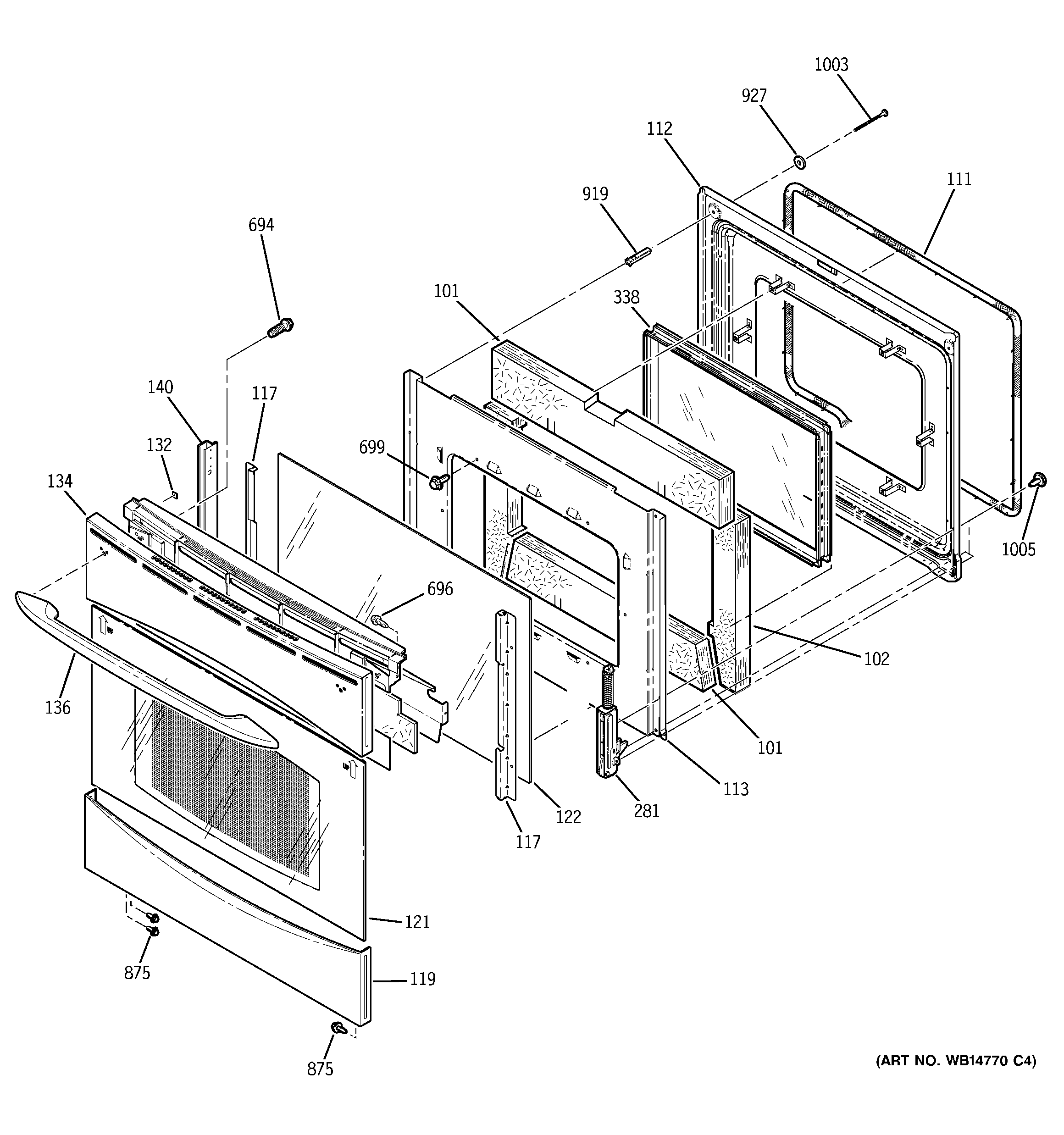 GE PB909SP1SS door diagram