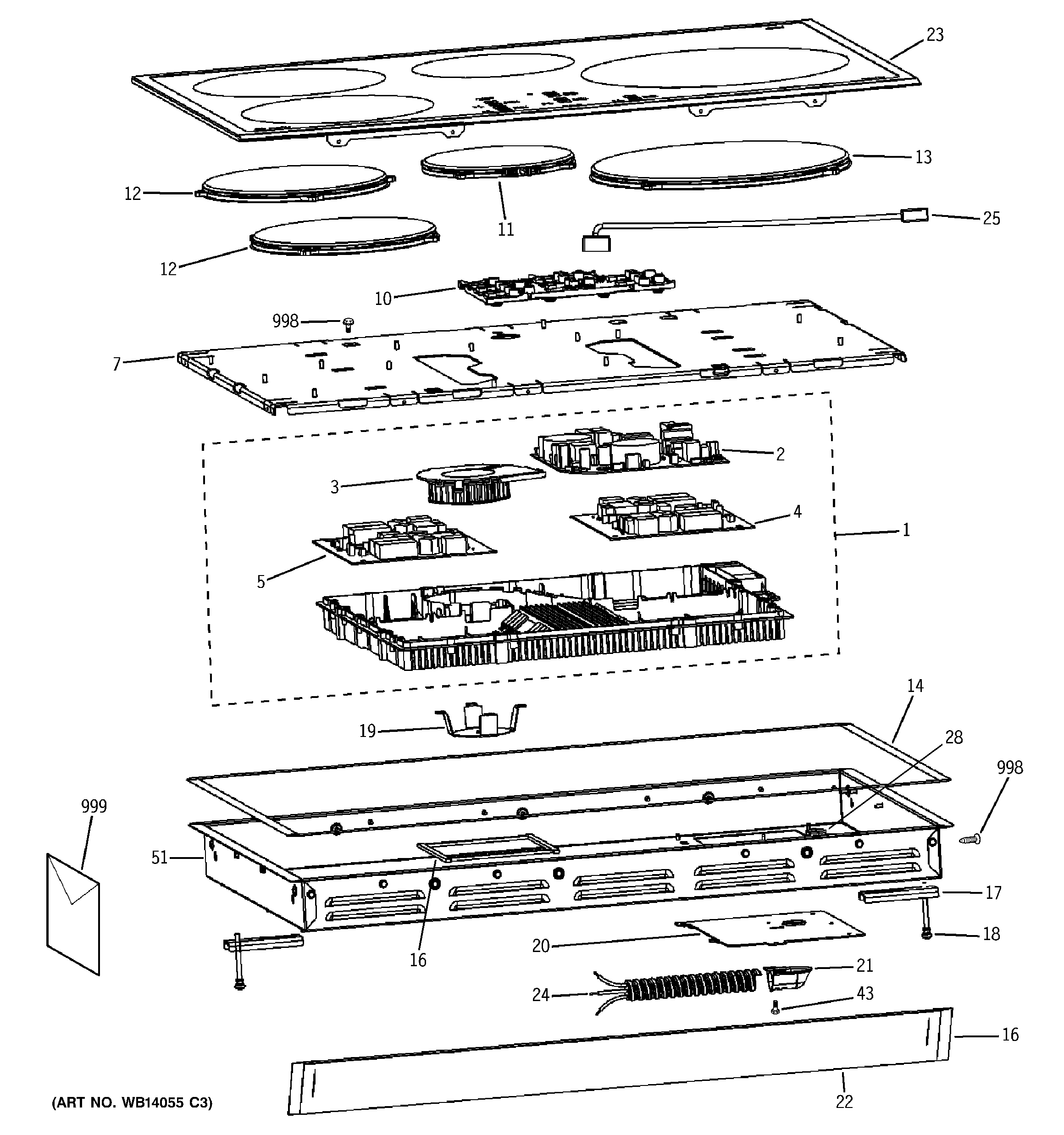 GE PHP900SM2SS control panel & cooktop diagram