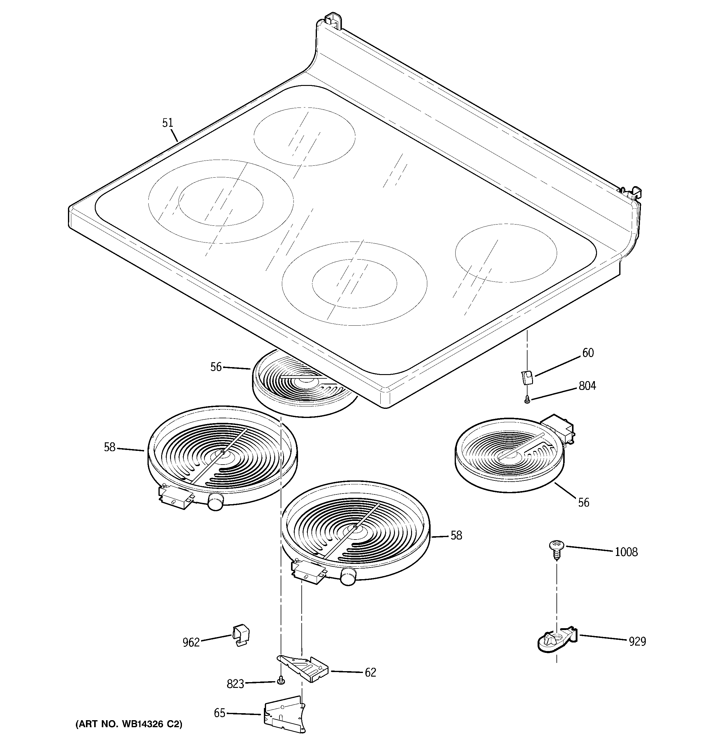 GE JB660MM2GS cooktop diagram