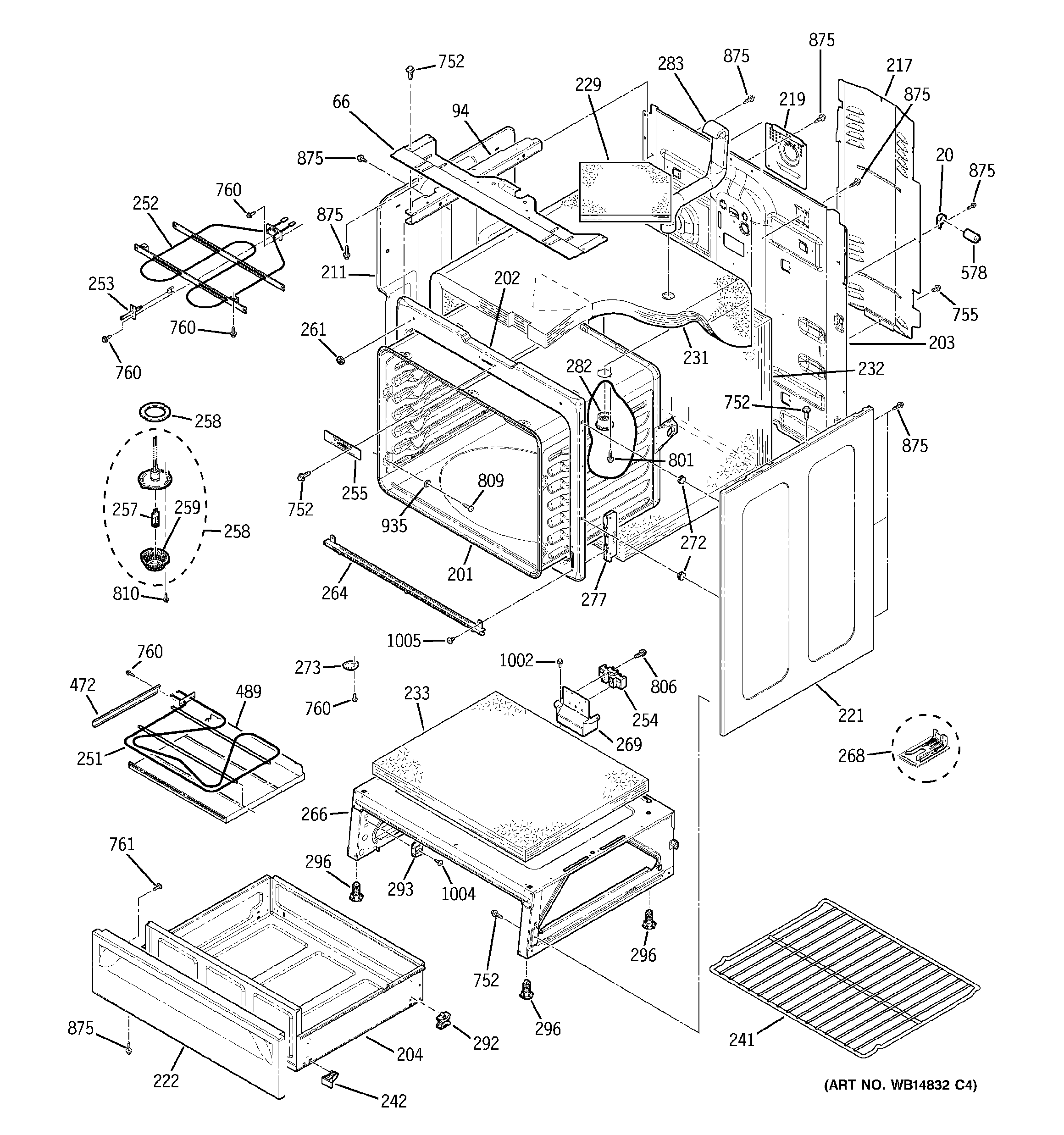 GE JB680SP1SS body parts diagram