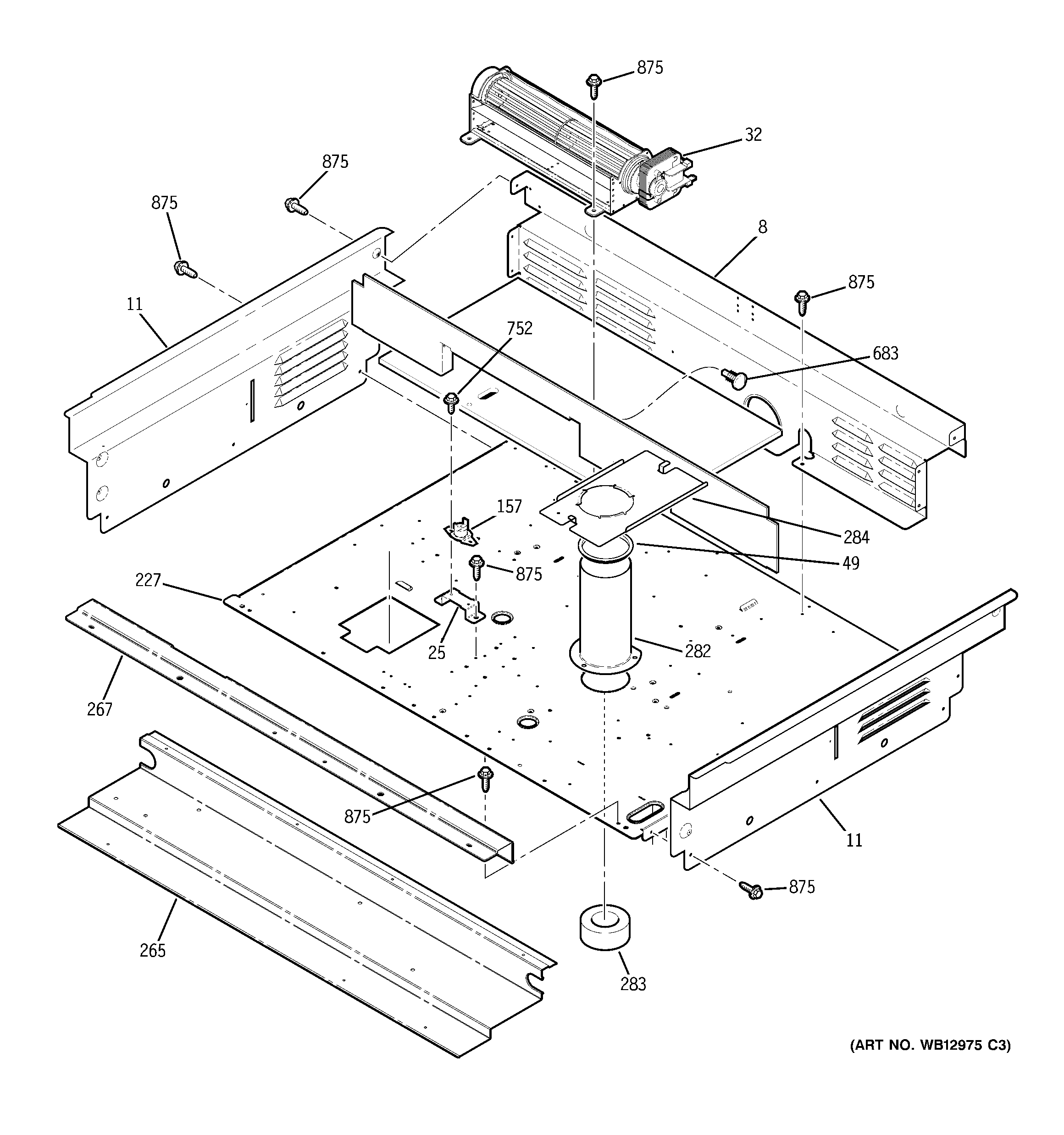 GE PGS968TEP1WW cooling fan diagram
