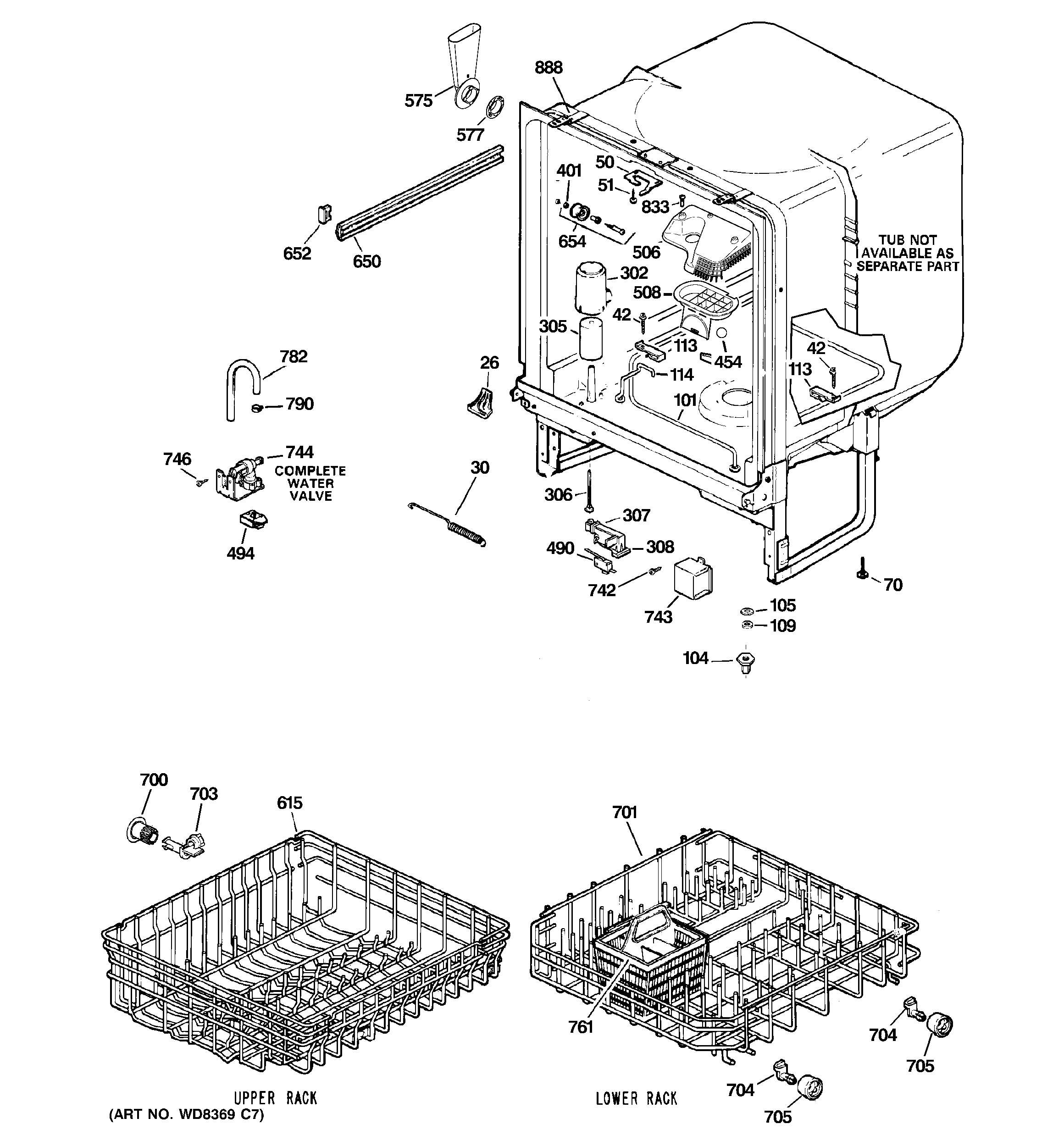 GE ADW1100N20BB body parts diagram