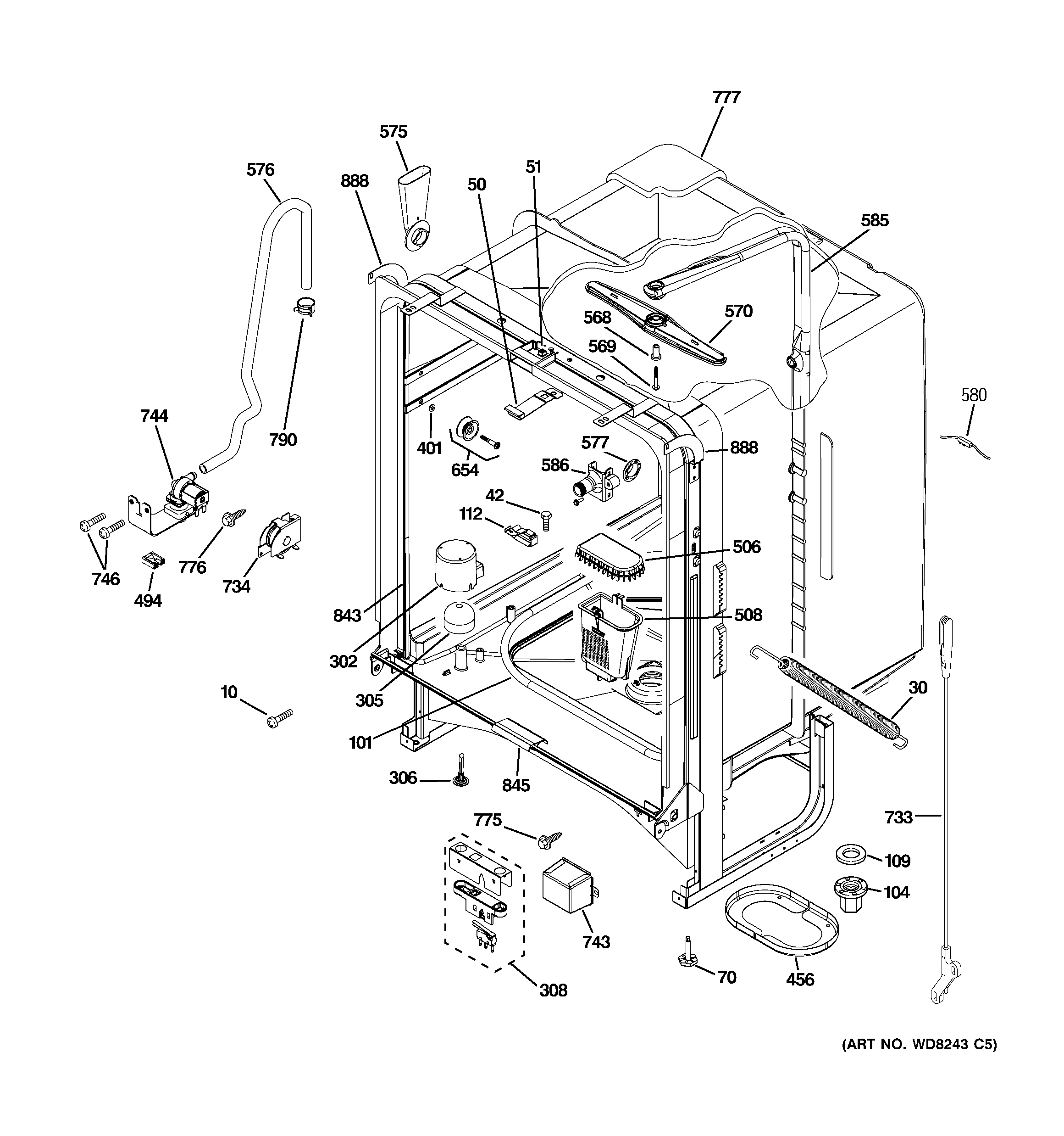 GE GLD4406R10BB body parts diagram