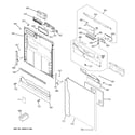 GE GLD4500R10CC escutcheon & door assembly diagram