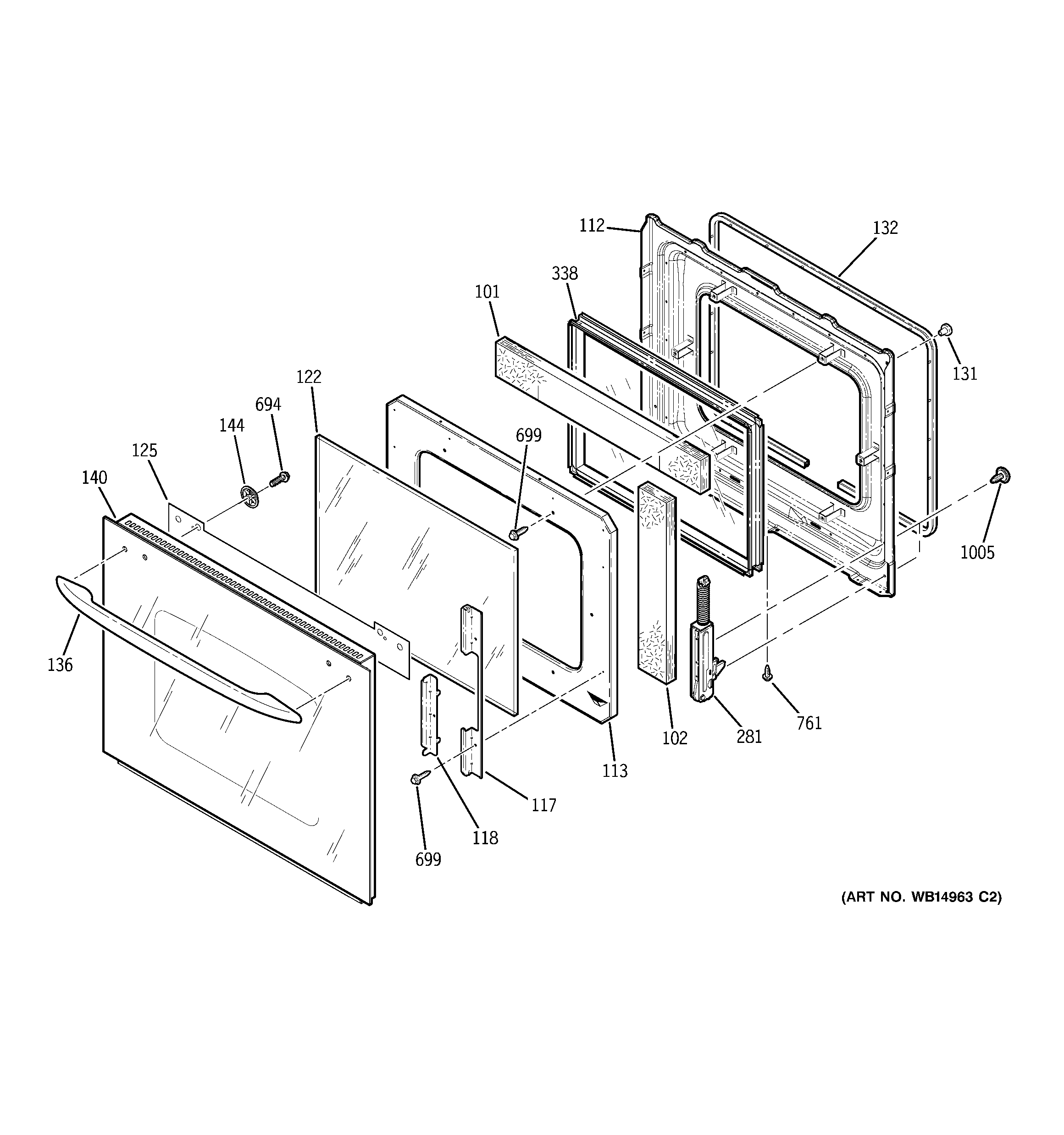 GE PK956DR1WW door diagram