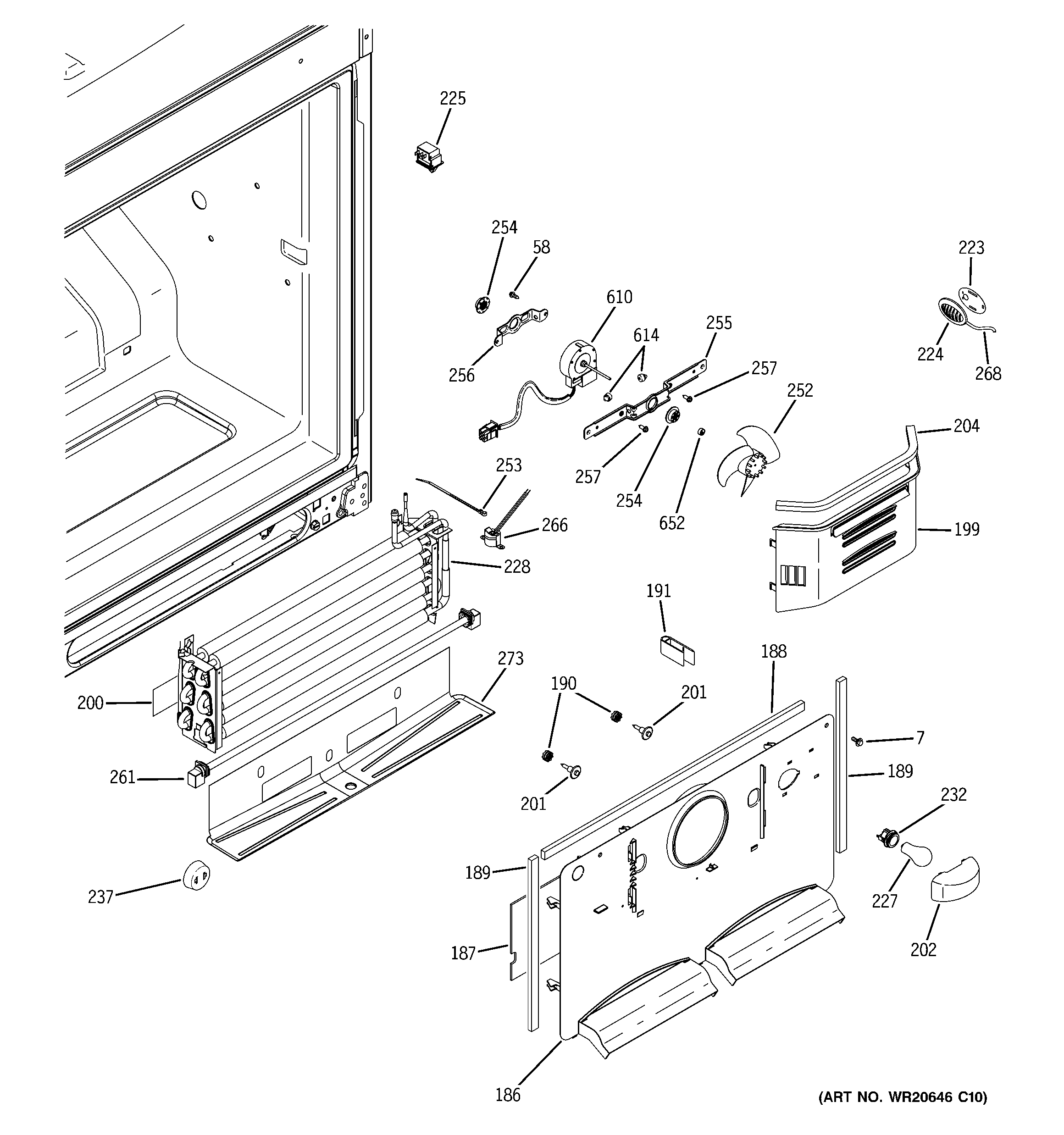 GE GDSC0KBXCRWW freezer section diagram