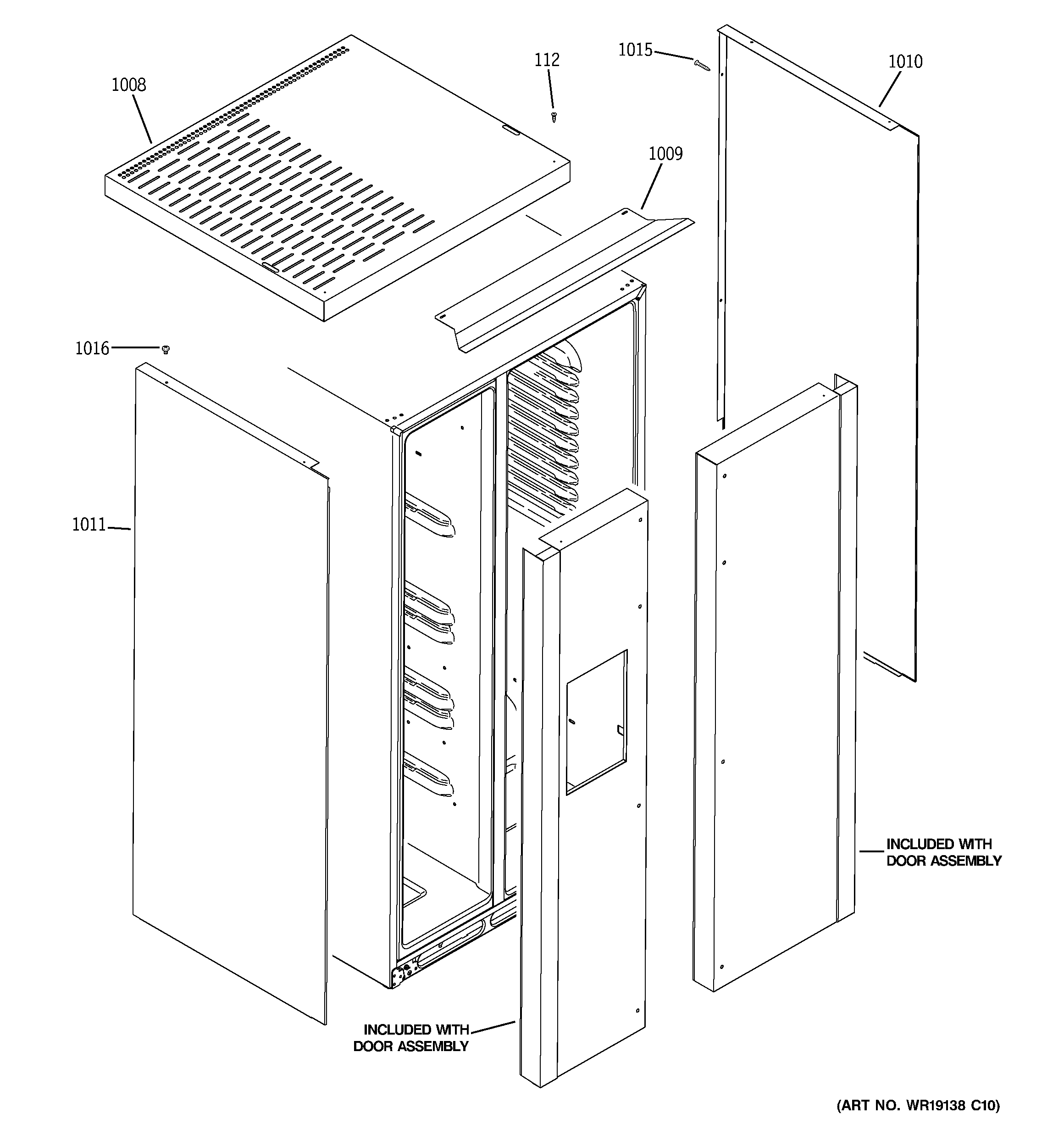 GE GWU23LGYAFSS clad components diagram