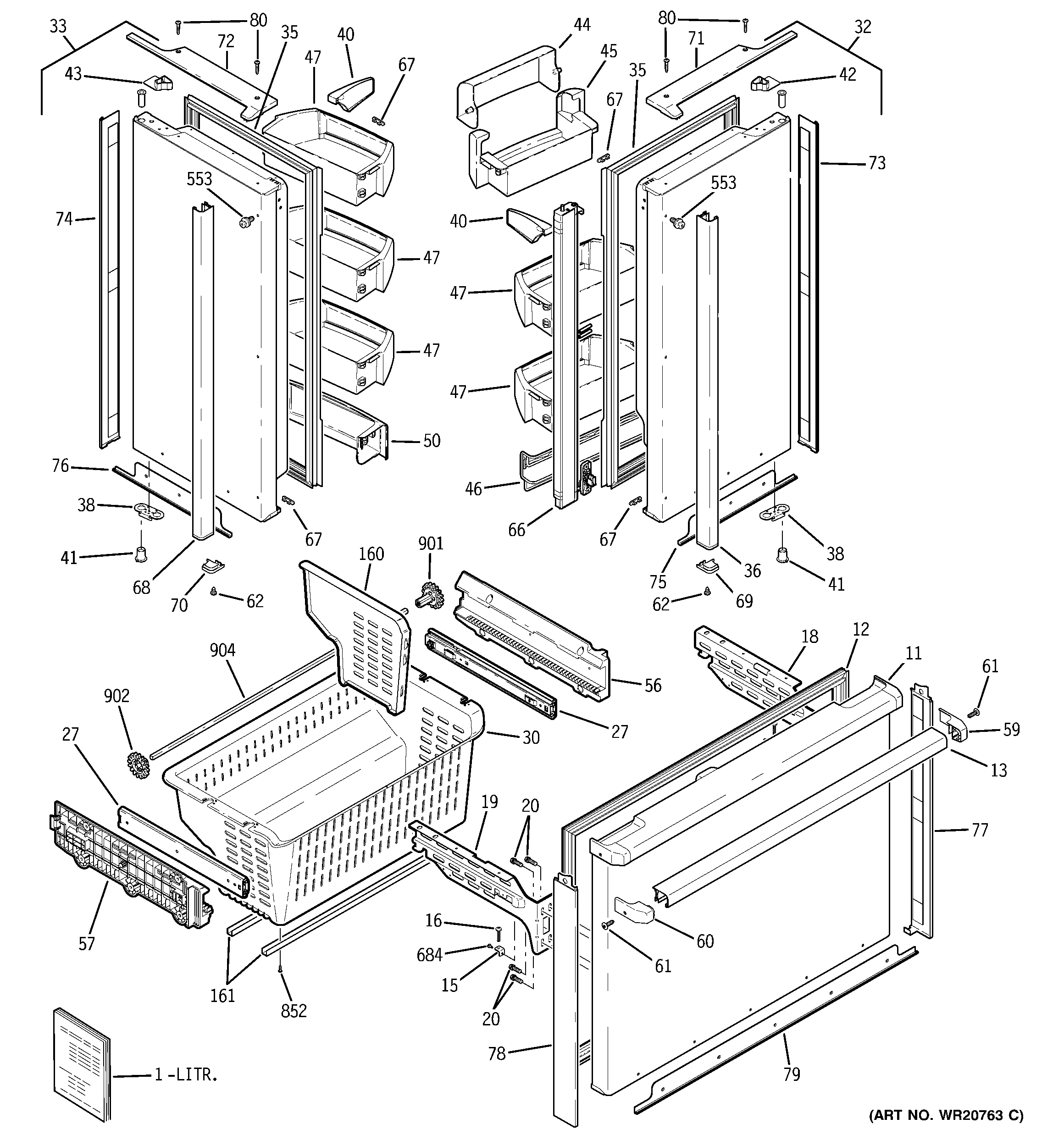 GE PFIC1NFZABV doors diagram