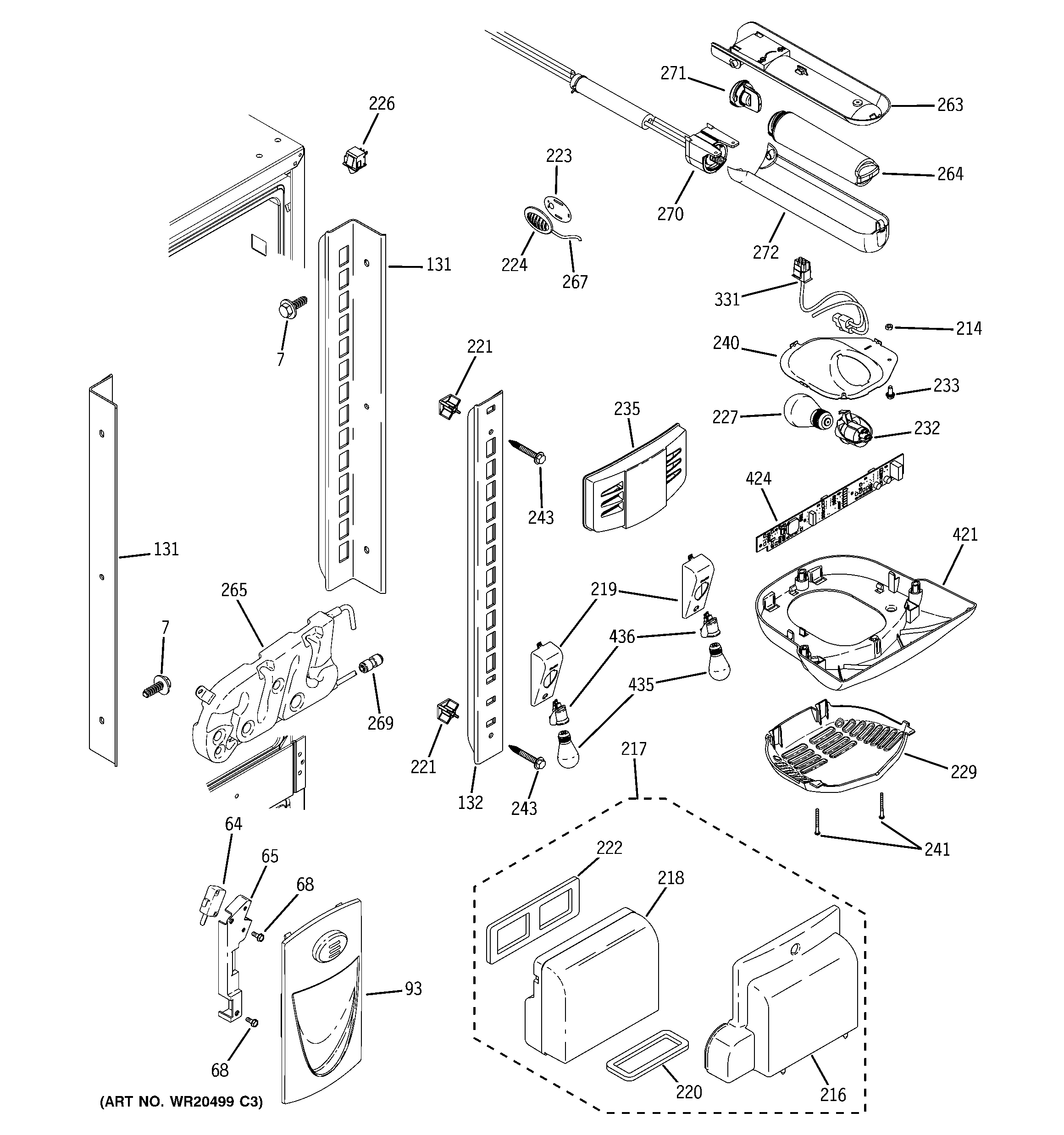 GE PFSF2MIXAWW fresh food section diagram