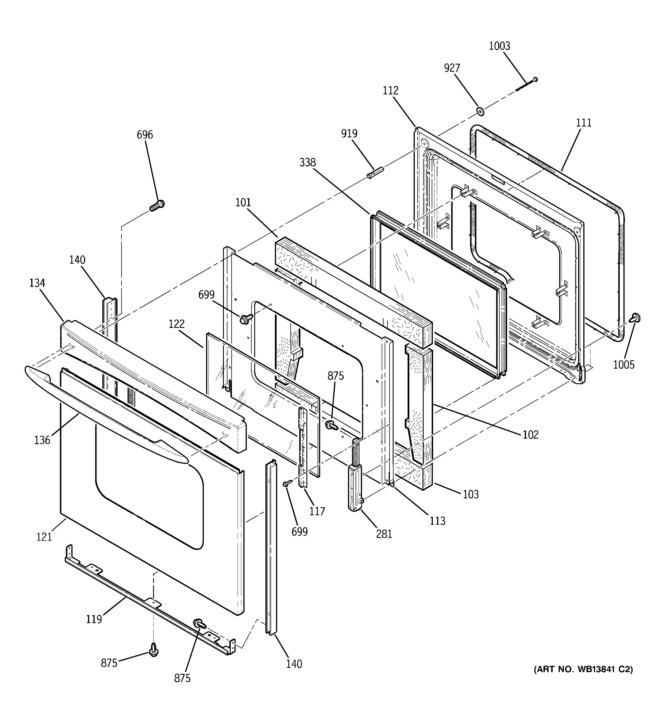 GE JB650SP2SS door diagram