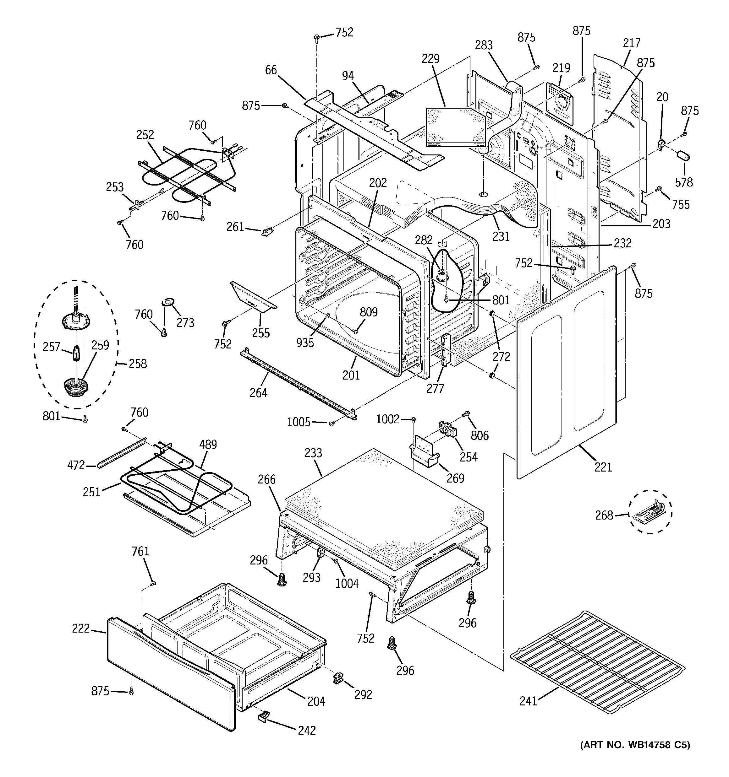 GE JB740SP2SS body parts diagram