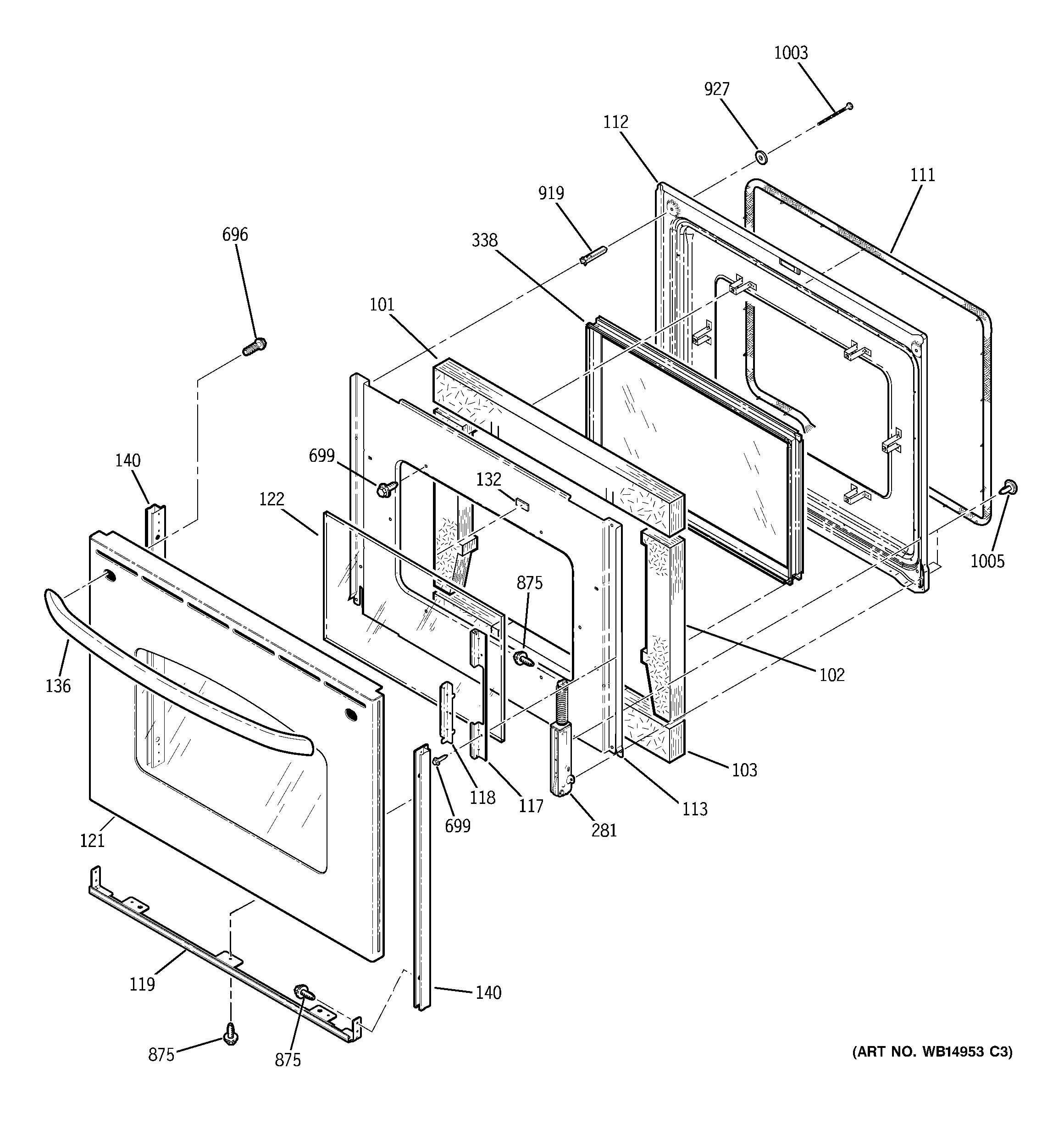 GE JB740SP2SS door diagram