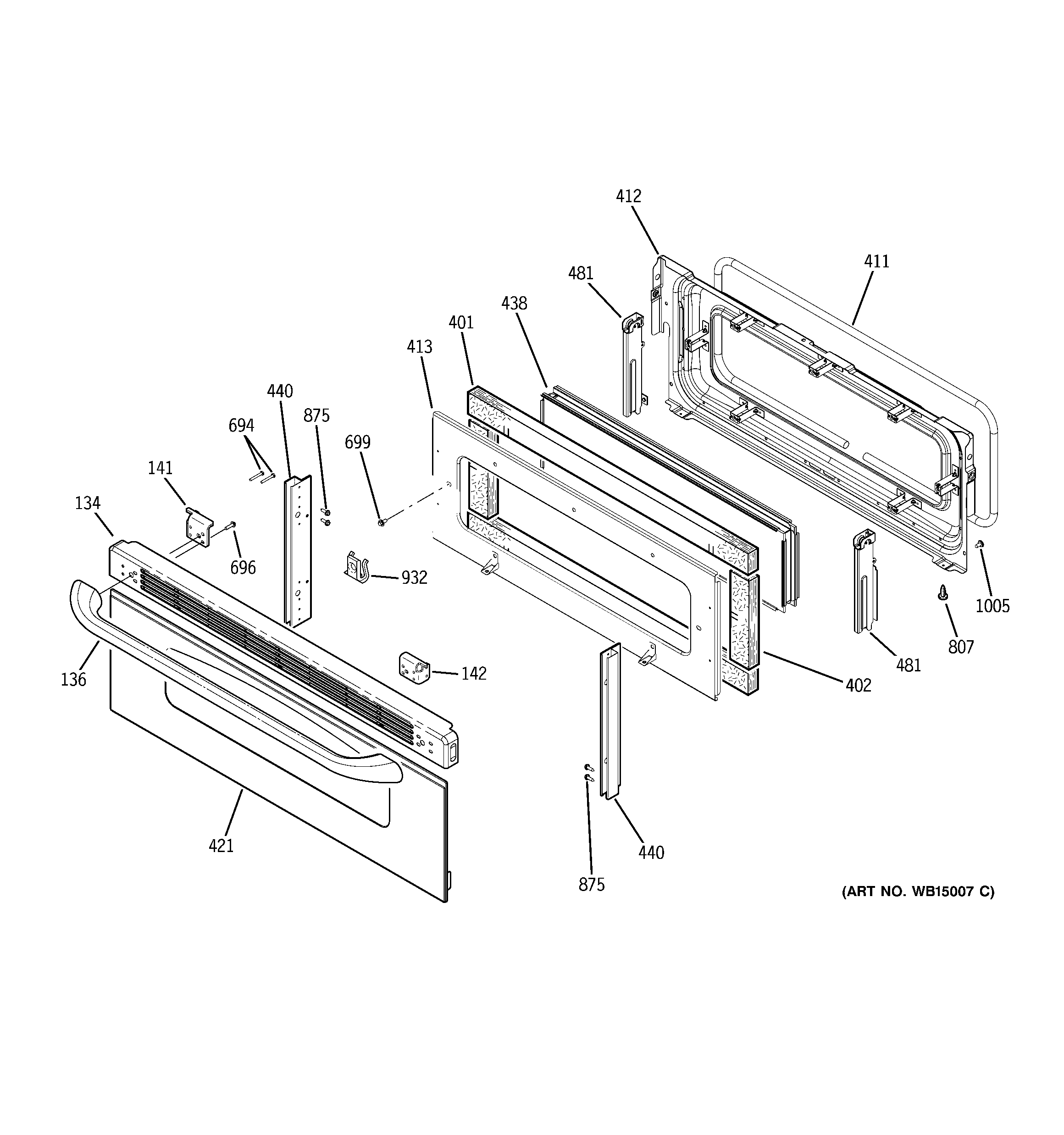 GE JB850SP3SS upper door diagram