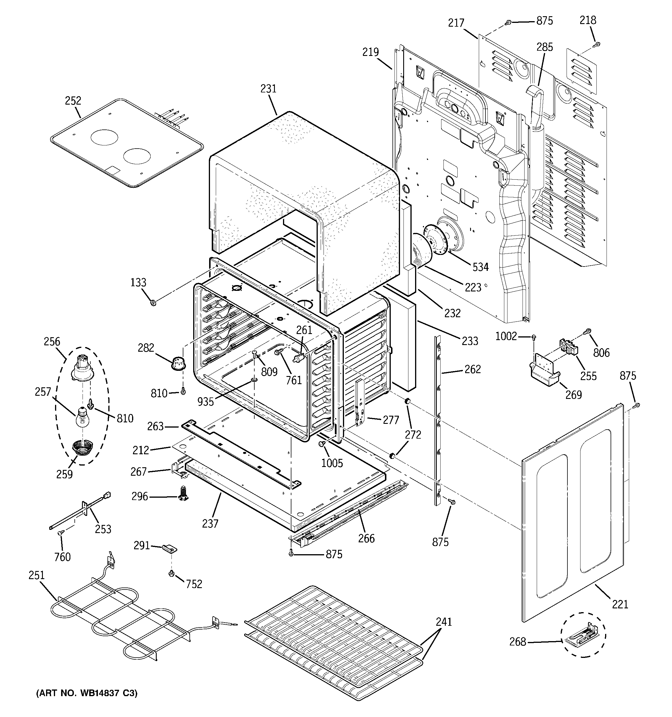 GE JB855SP3SS lower oven diagram