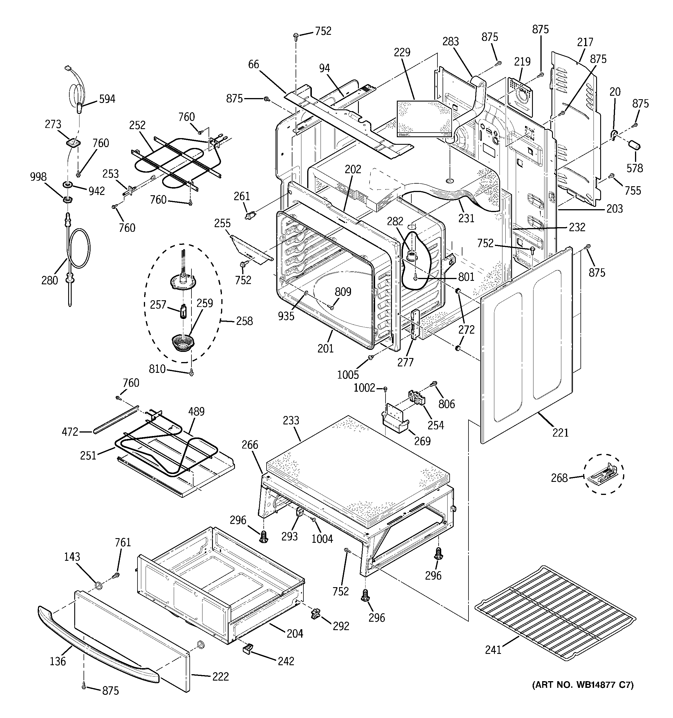 GE PB909TP2WW body parts diagram