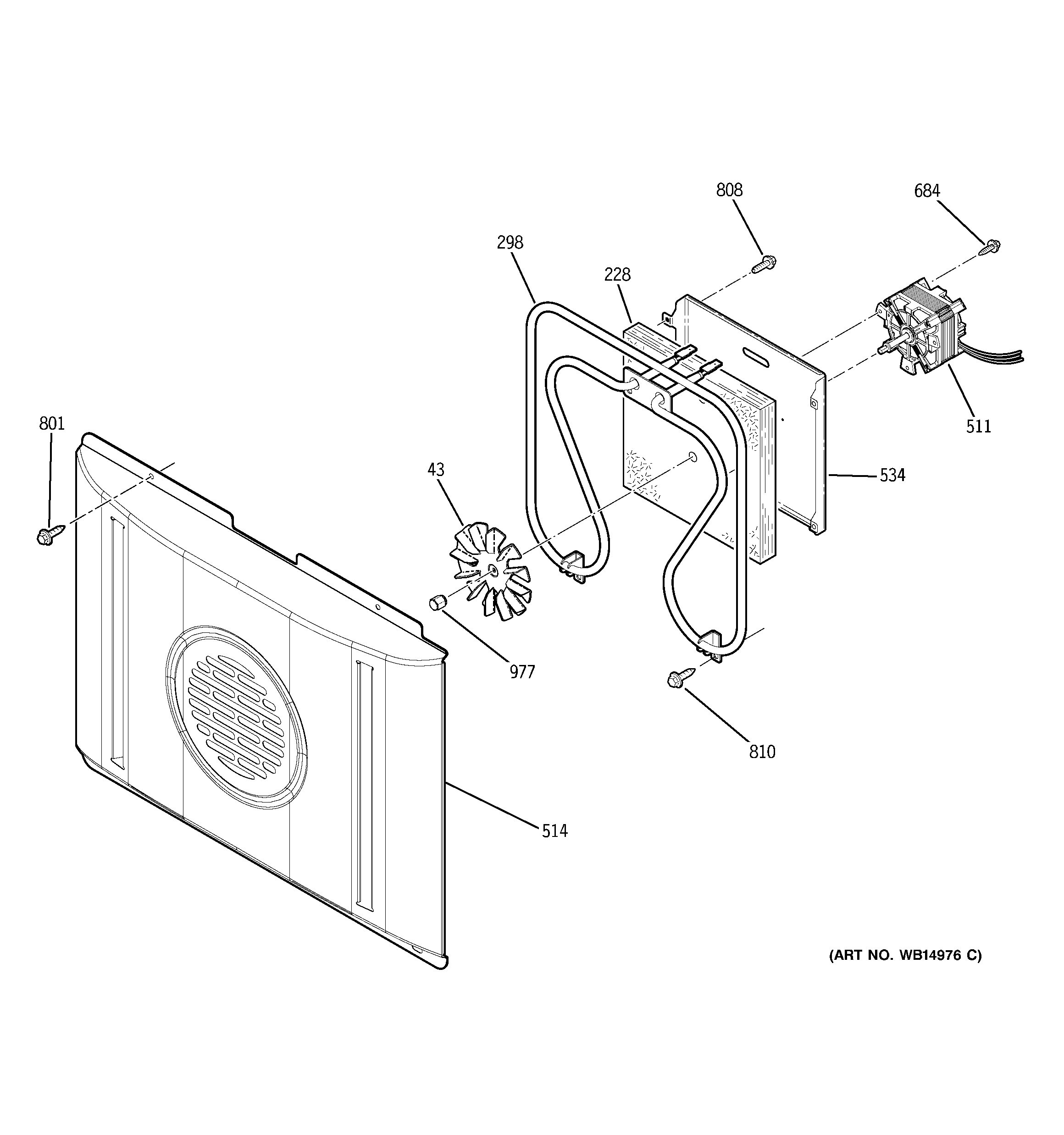 GE PB909TP2WW convection fan diagram