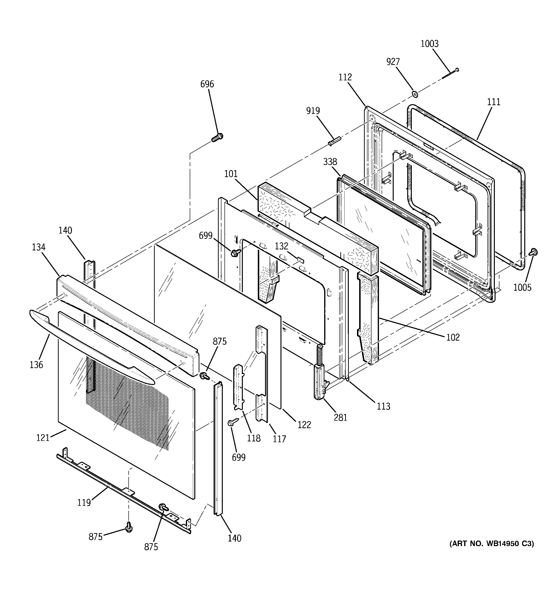 GE PB910TP2WW door diagram