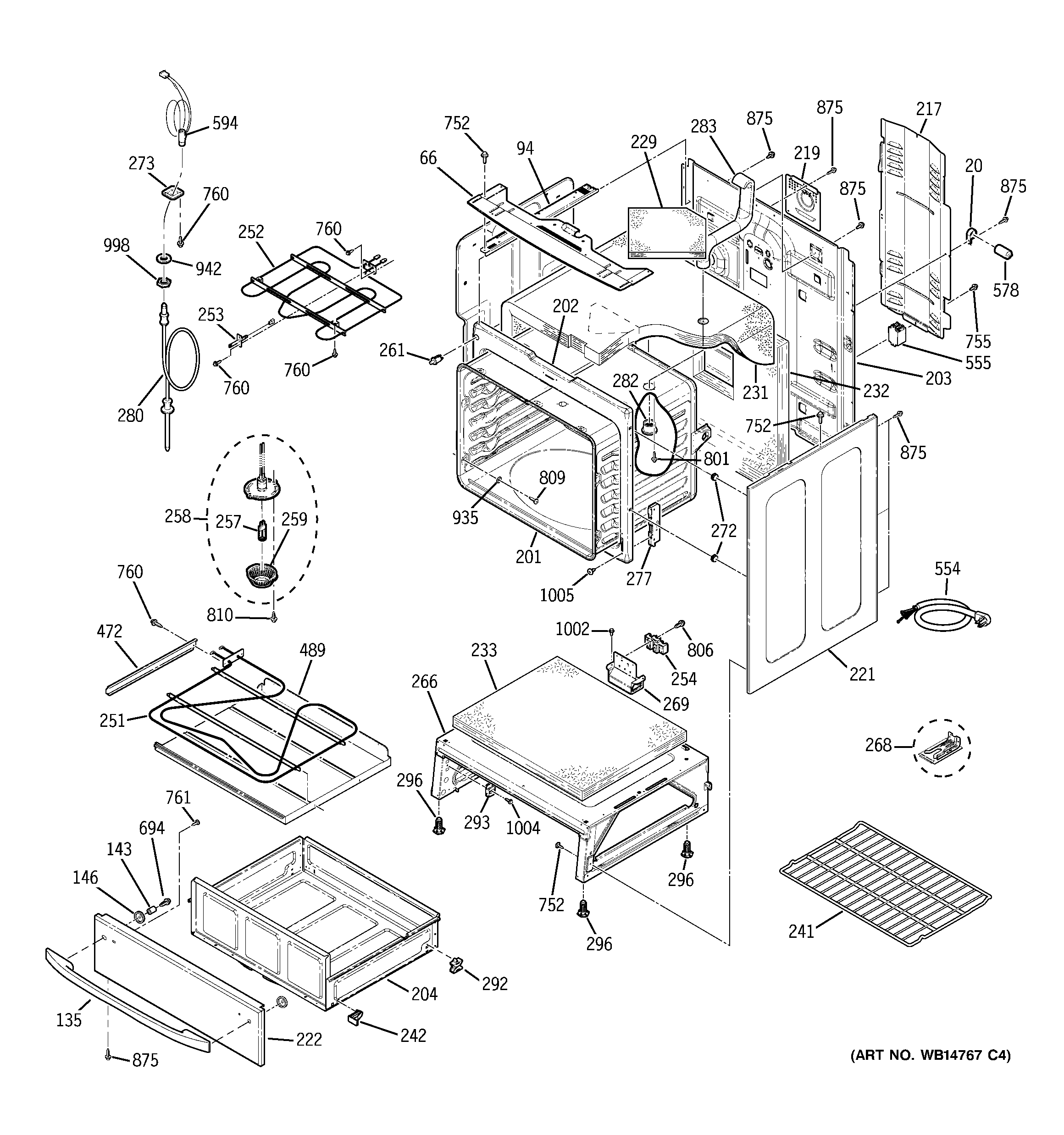 GE PCB909DP2WW body parts diagram