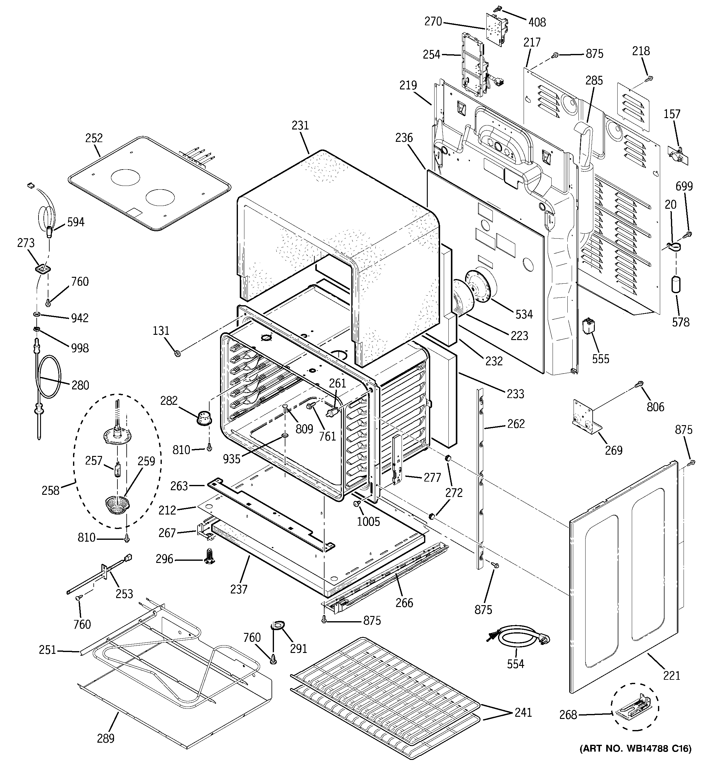 GE PCB975DP3BB lower oven diagram