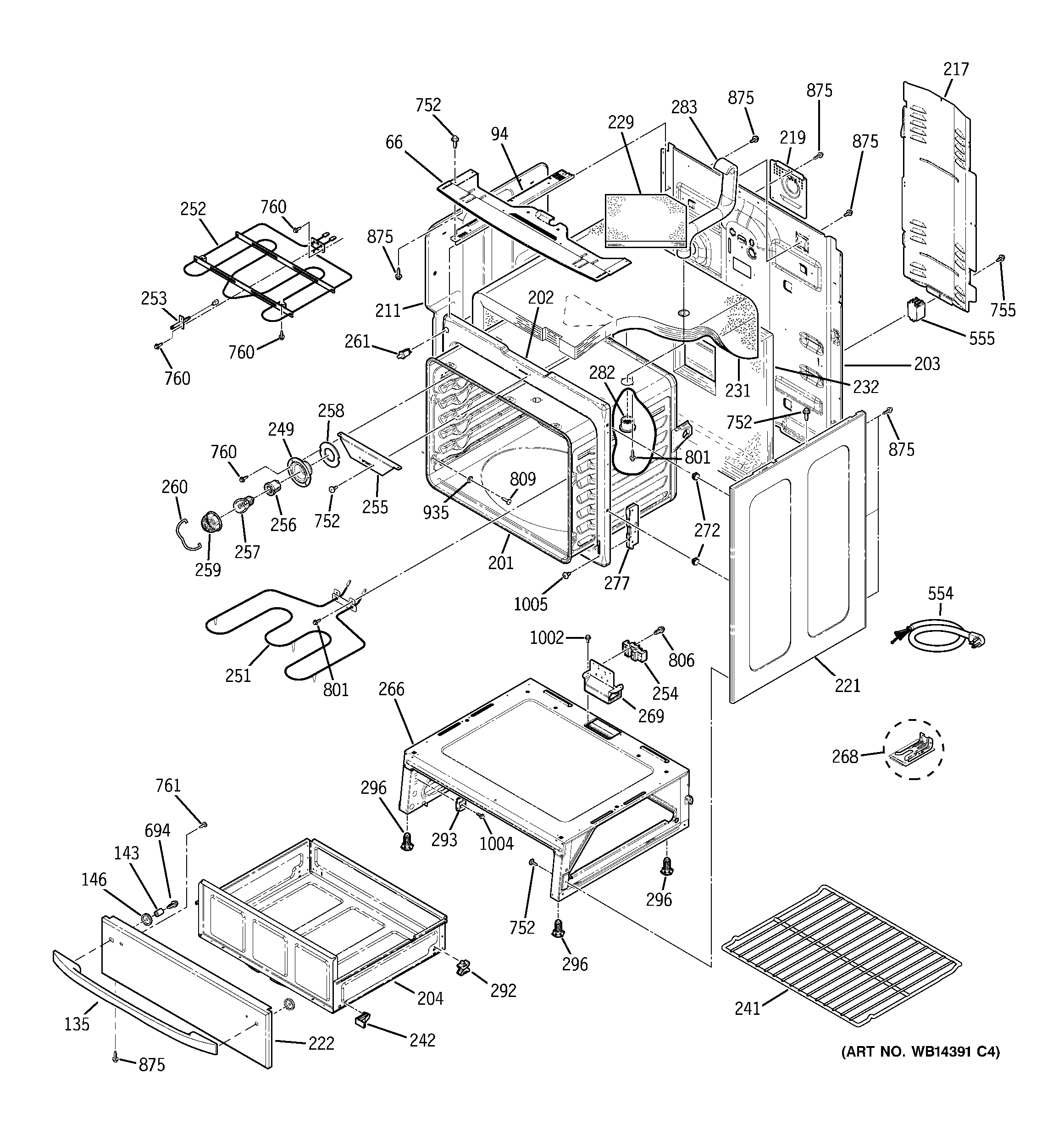 GE PCB800DP2BB body parts diagram