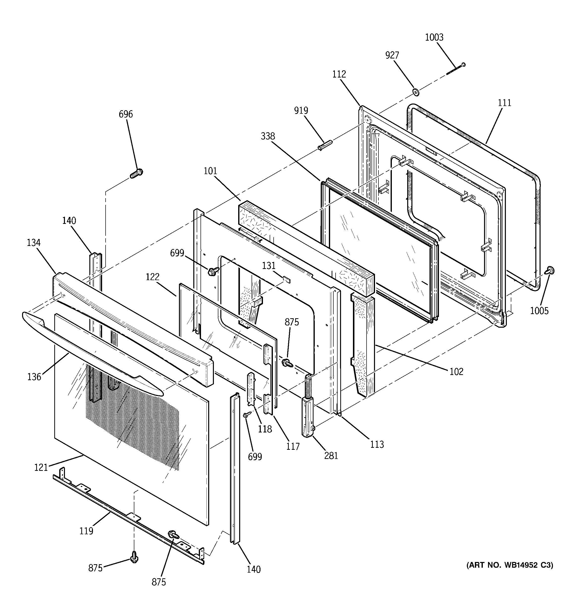GE PCB909DP3WW door diagram