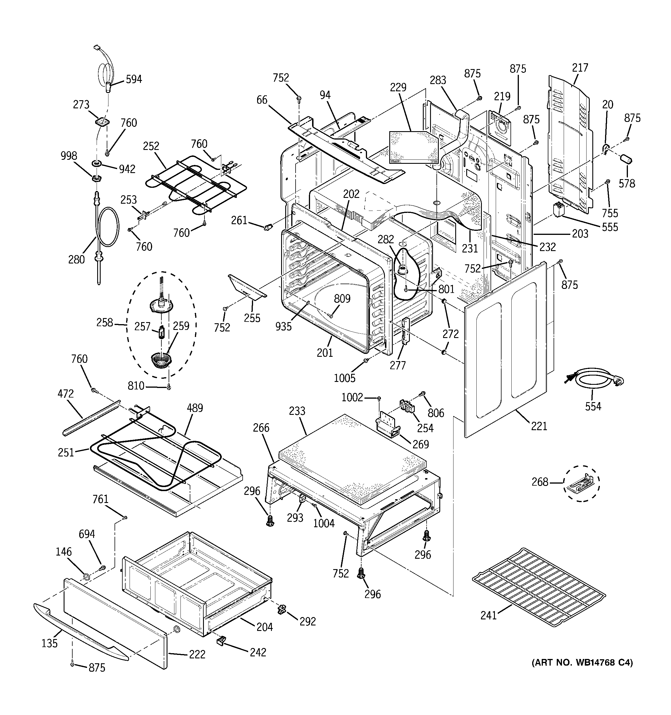 GE PCB909SP2SS body parts diagram