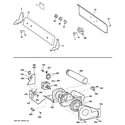 GE GTDX200GM0WW backsplash, blower & motor assembly diagram