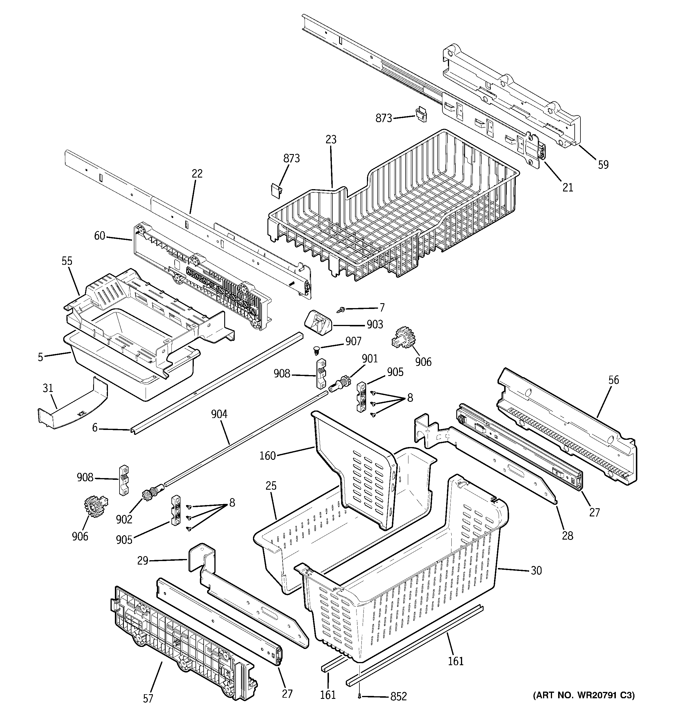 GE PGCS1PJZBSS freezer shelves diagram