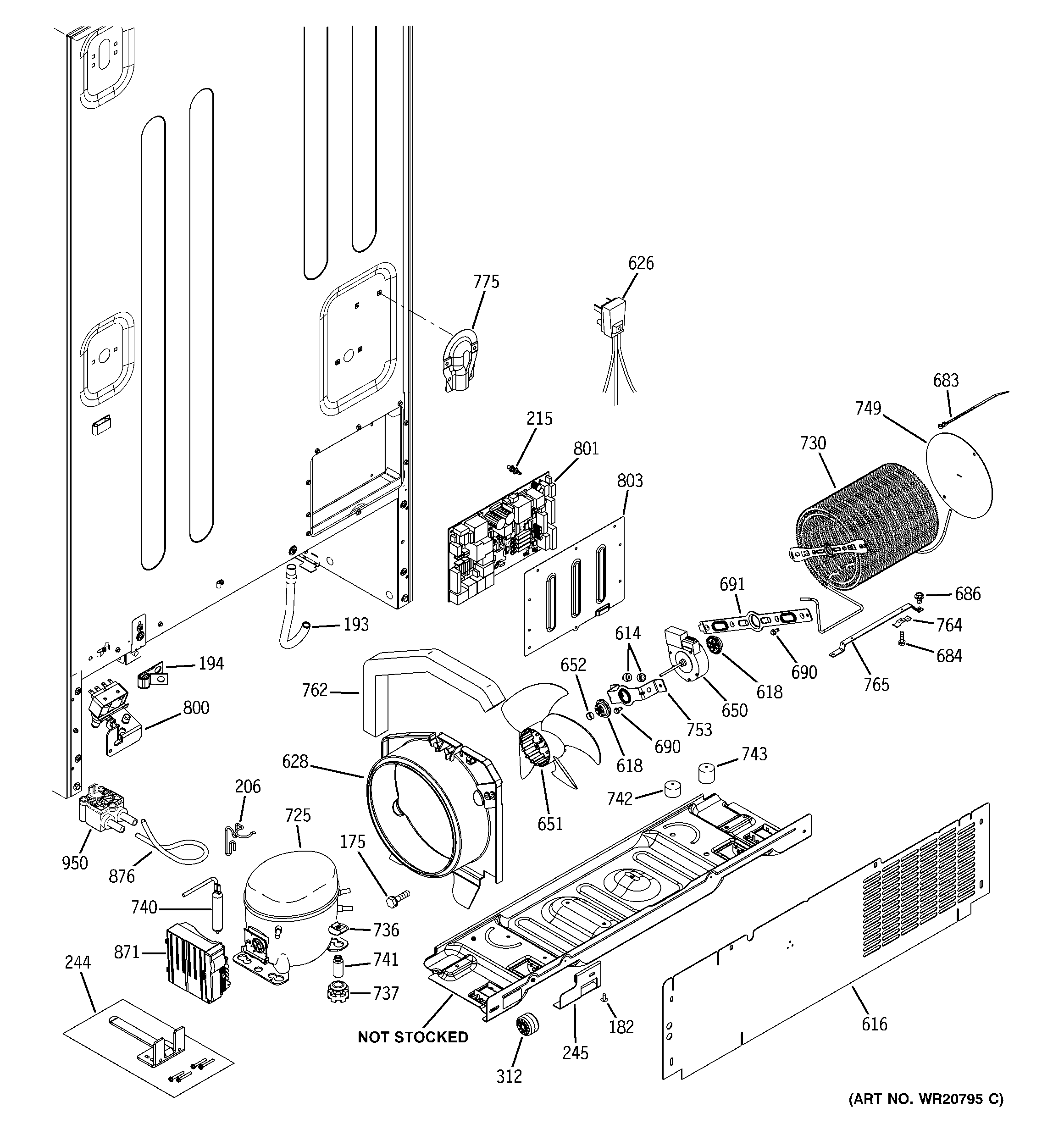 GE PGCS1PJZBSS machine compartment diagram