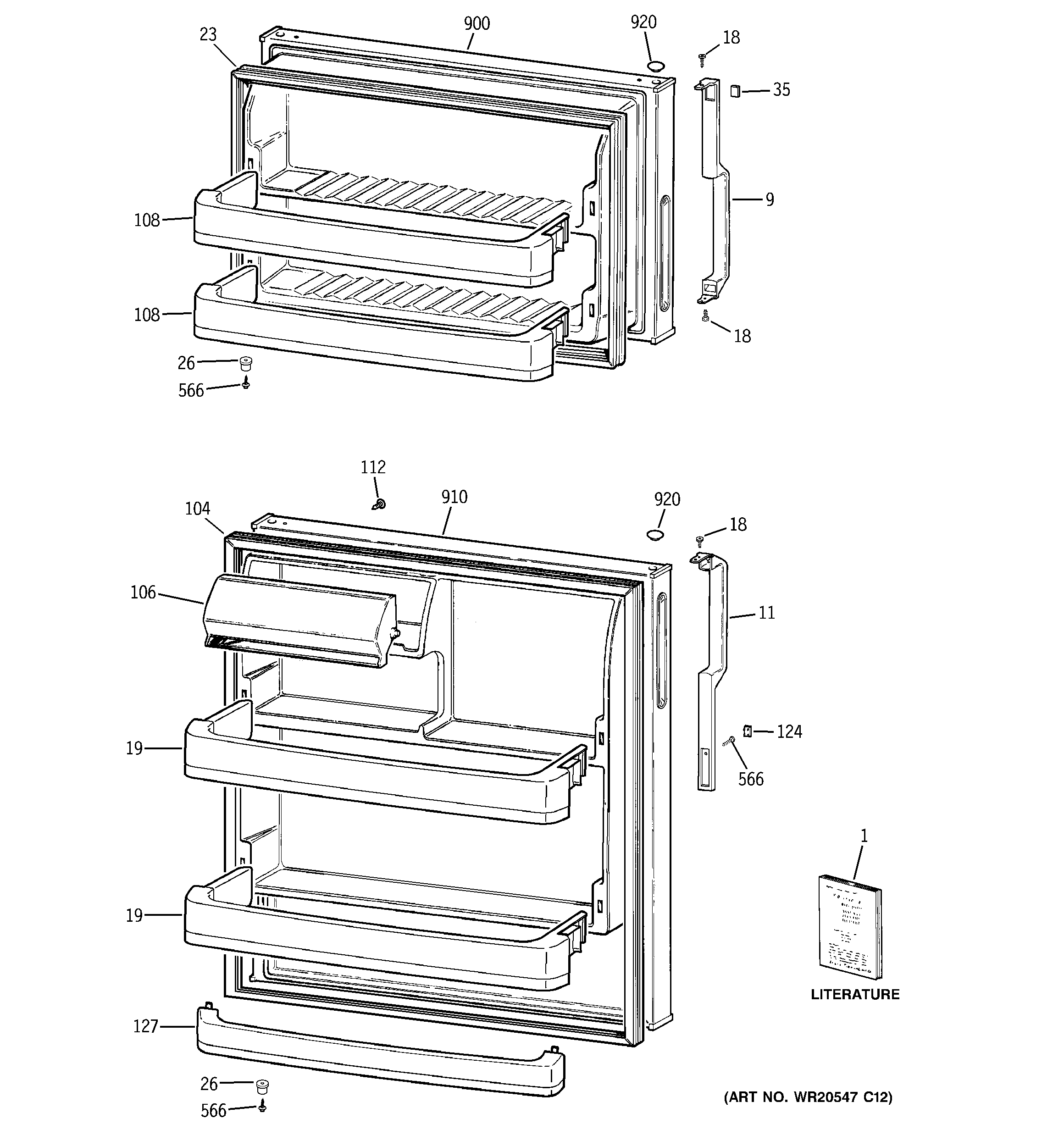GE GTH18CCB3RCC doors diagram