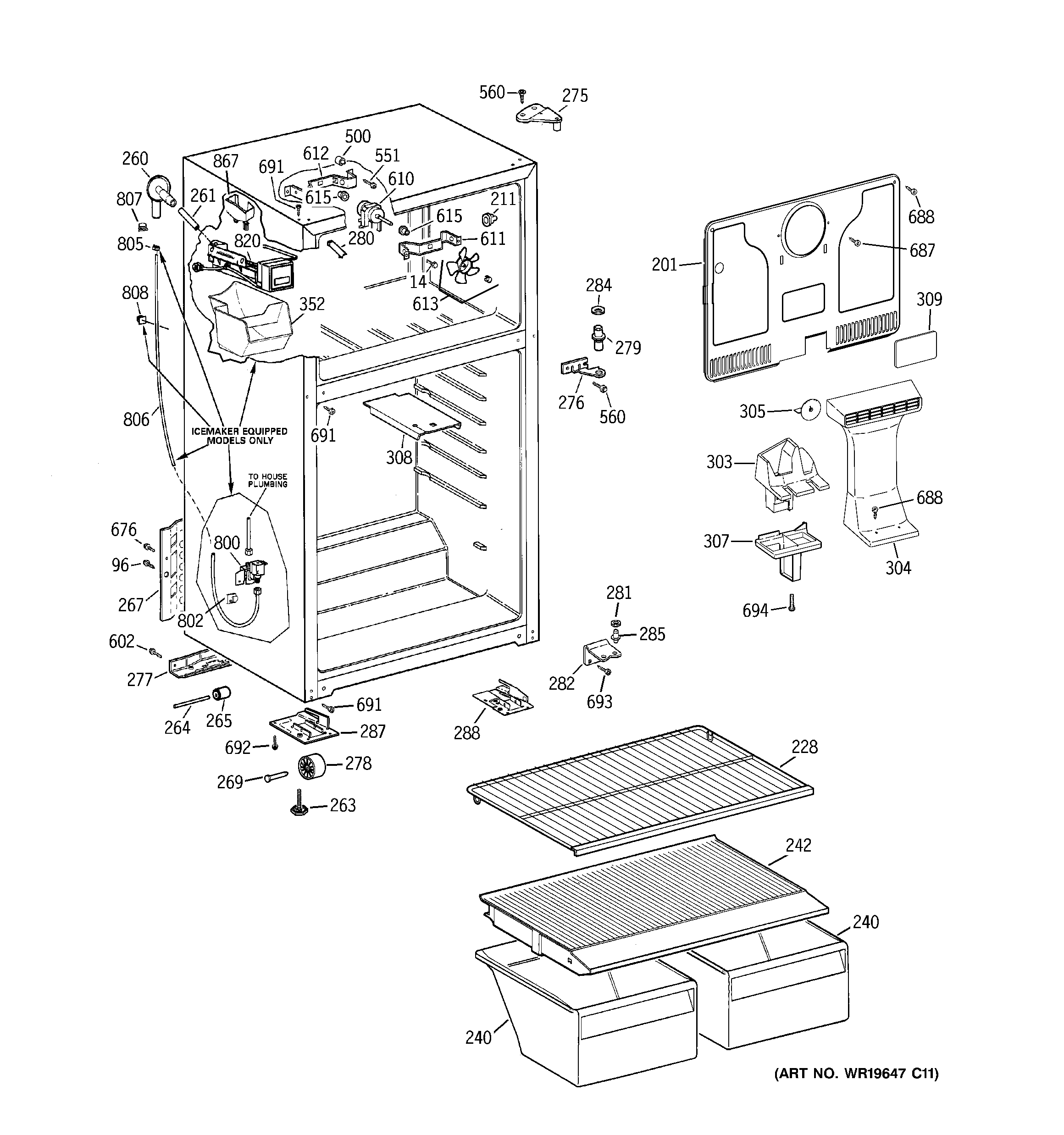 GE GTH18CCB3RCC cabinet diagram