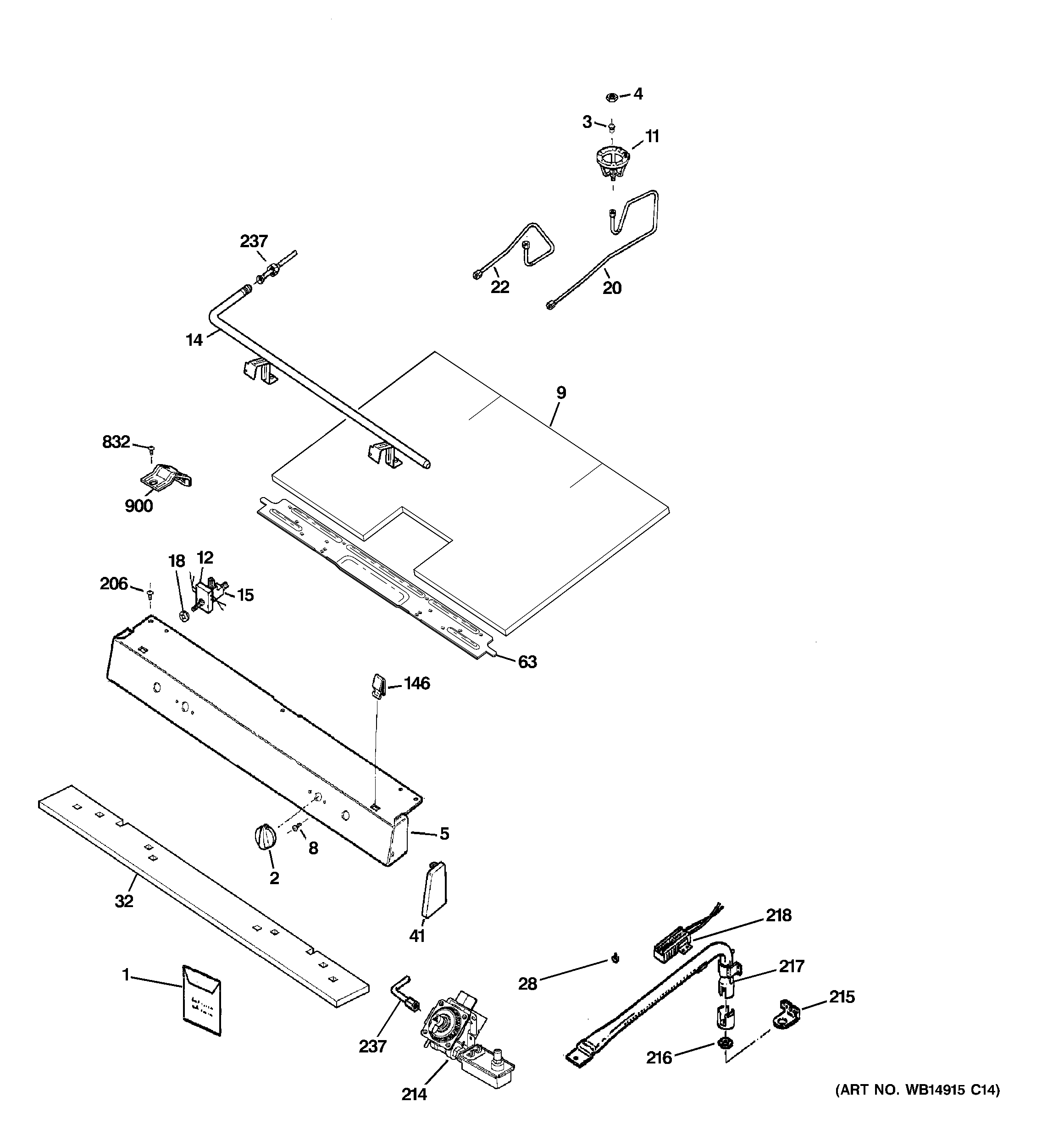 GE JGBS18MEN5BS gas & burner parts diagram