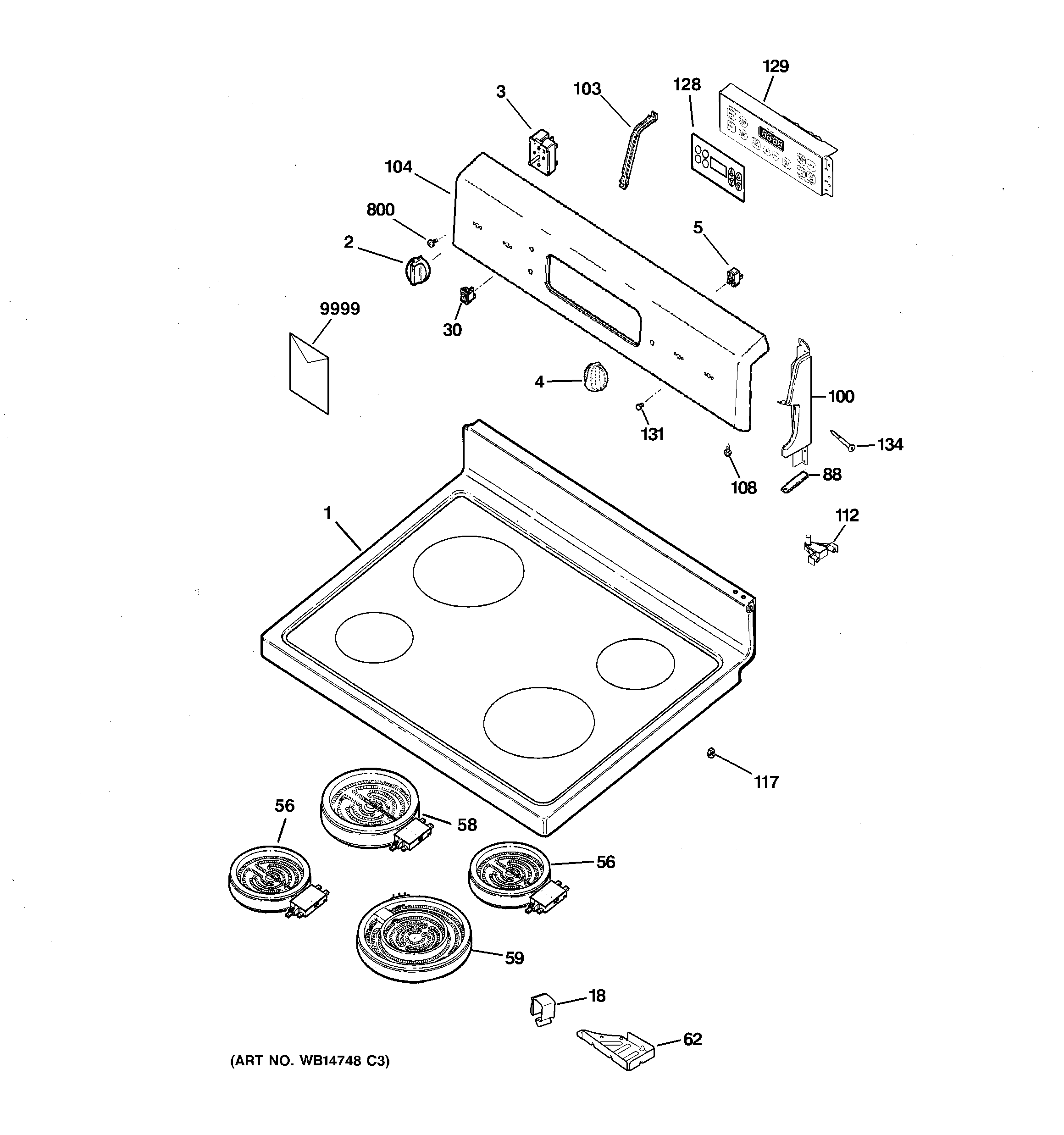 Hotpoint RB792SR1SA control panel & cooktop diagram