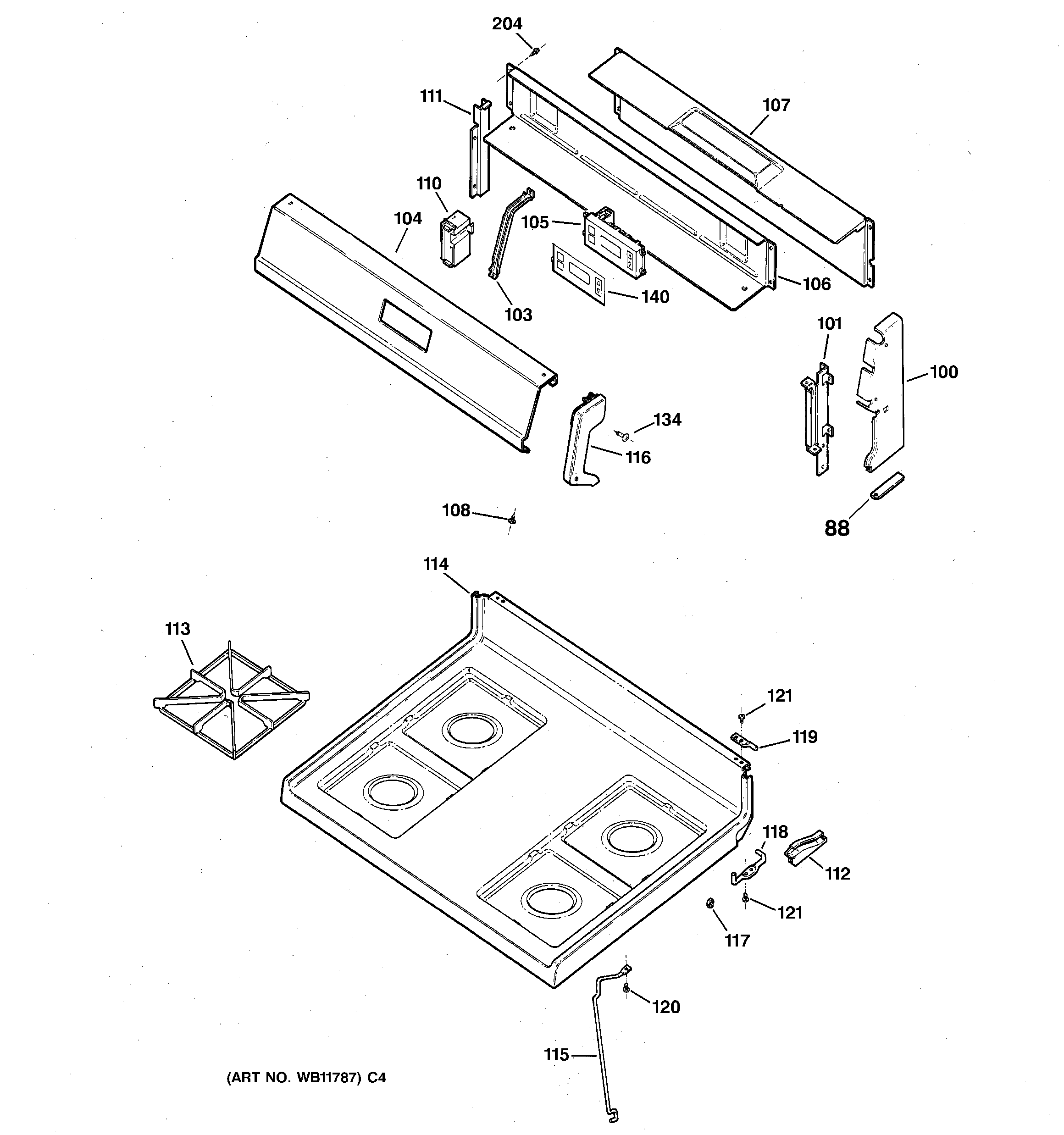 GE JGBC17PEA2AD cooktop diagram