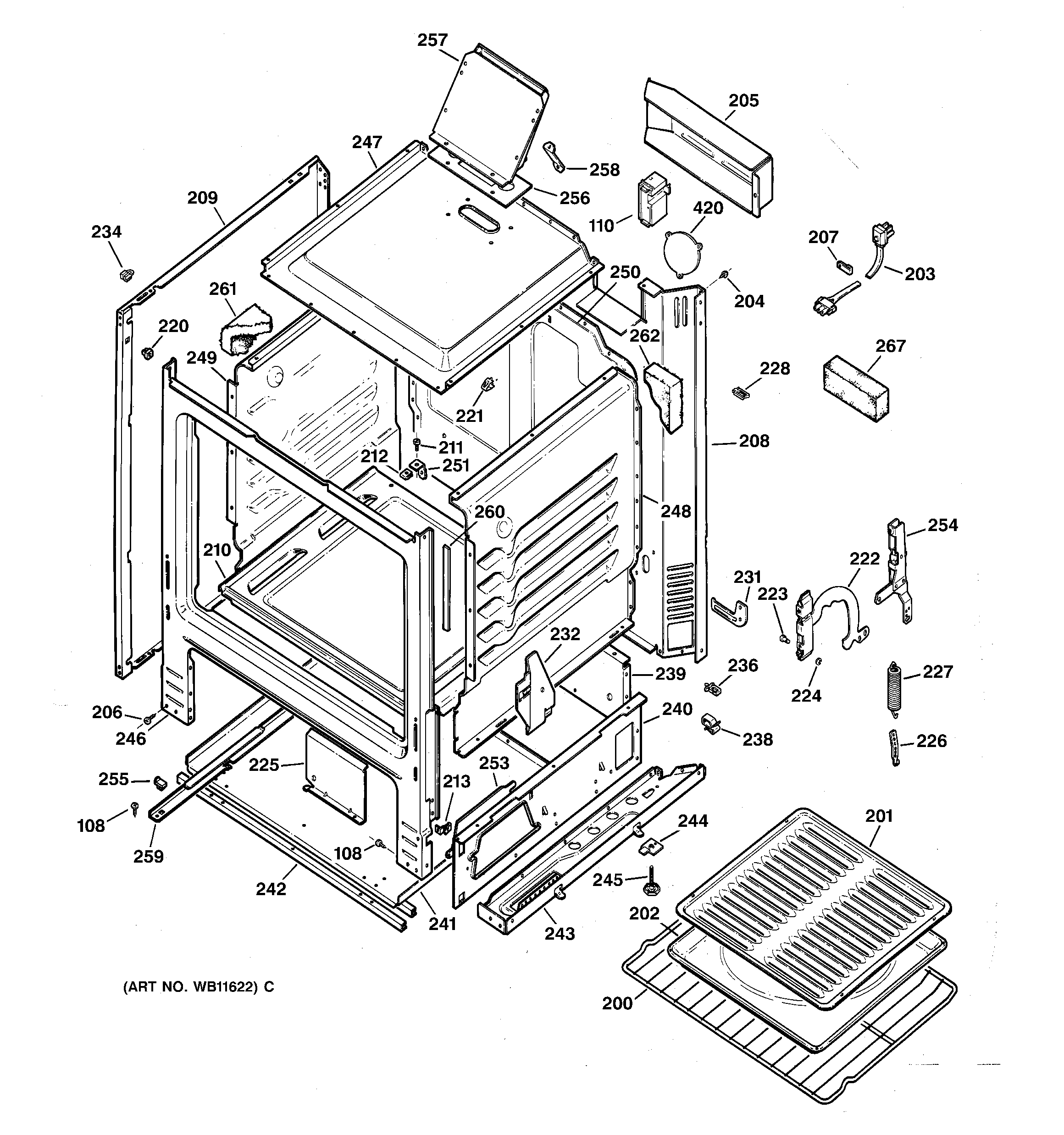 GE JGBS04PEA3WH body parts diagram