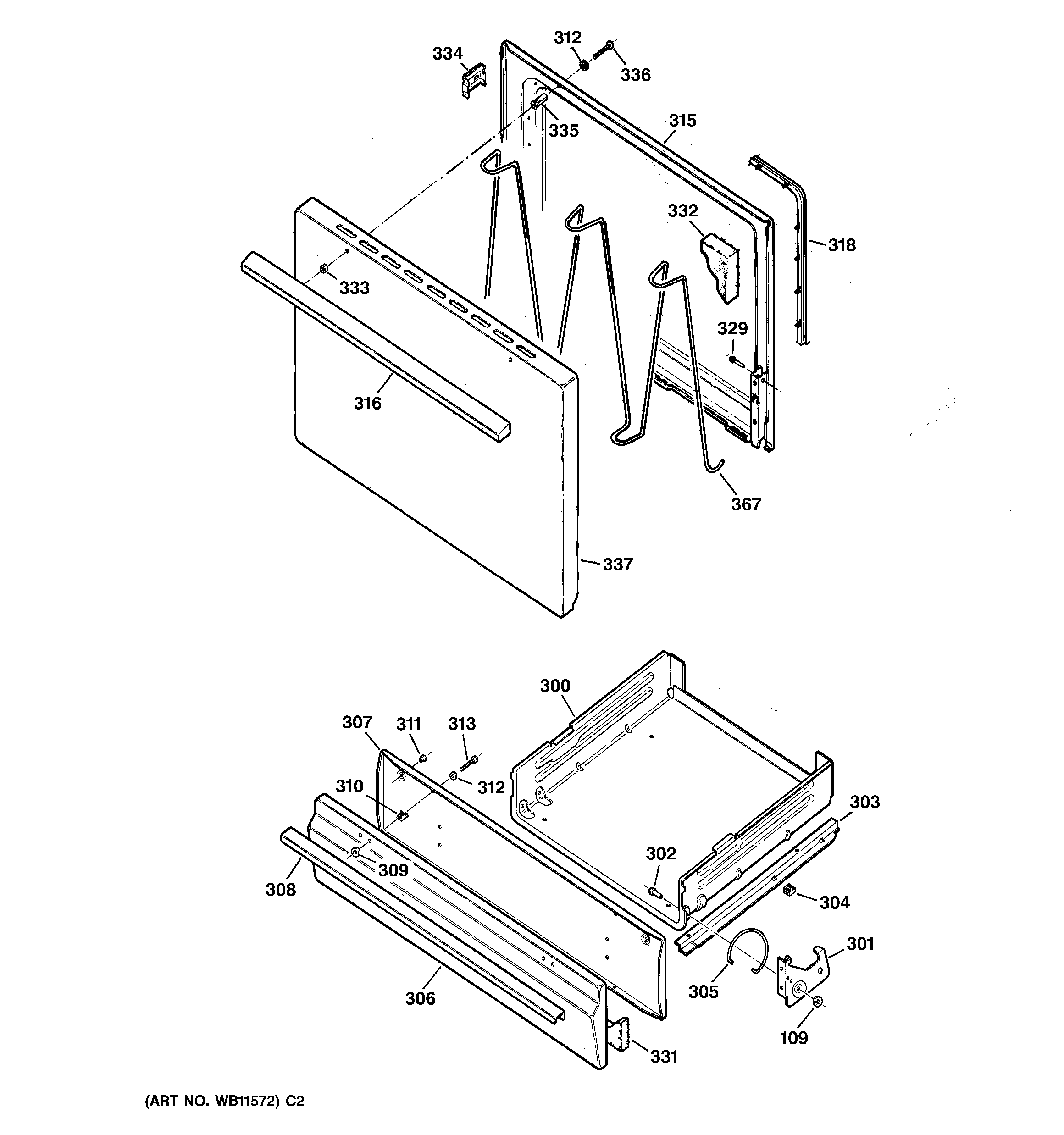 GE JGBS04PEA3WH door & drawer parts diagram