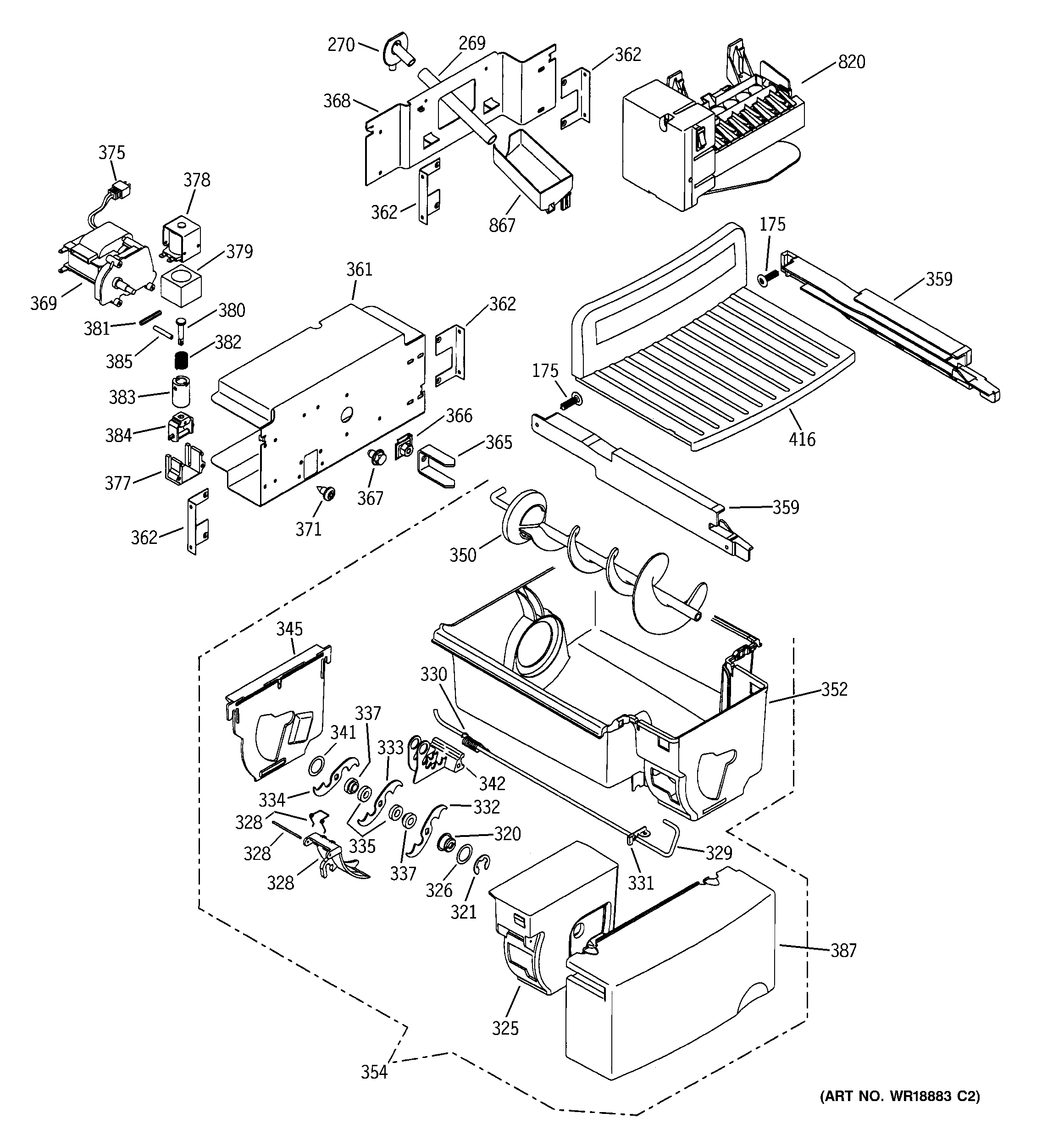 GE PSC23MGMBBB icemaker & dispenser diagram