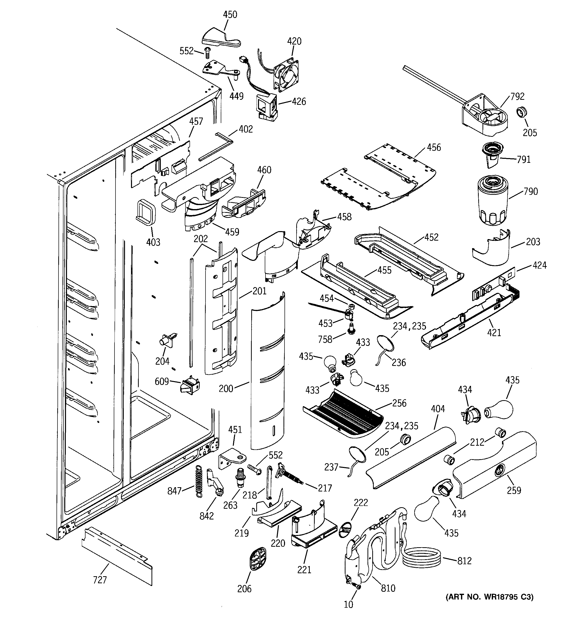 GE PSC23MGMBBB fresh food section diagram