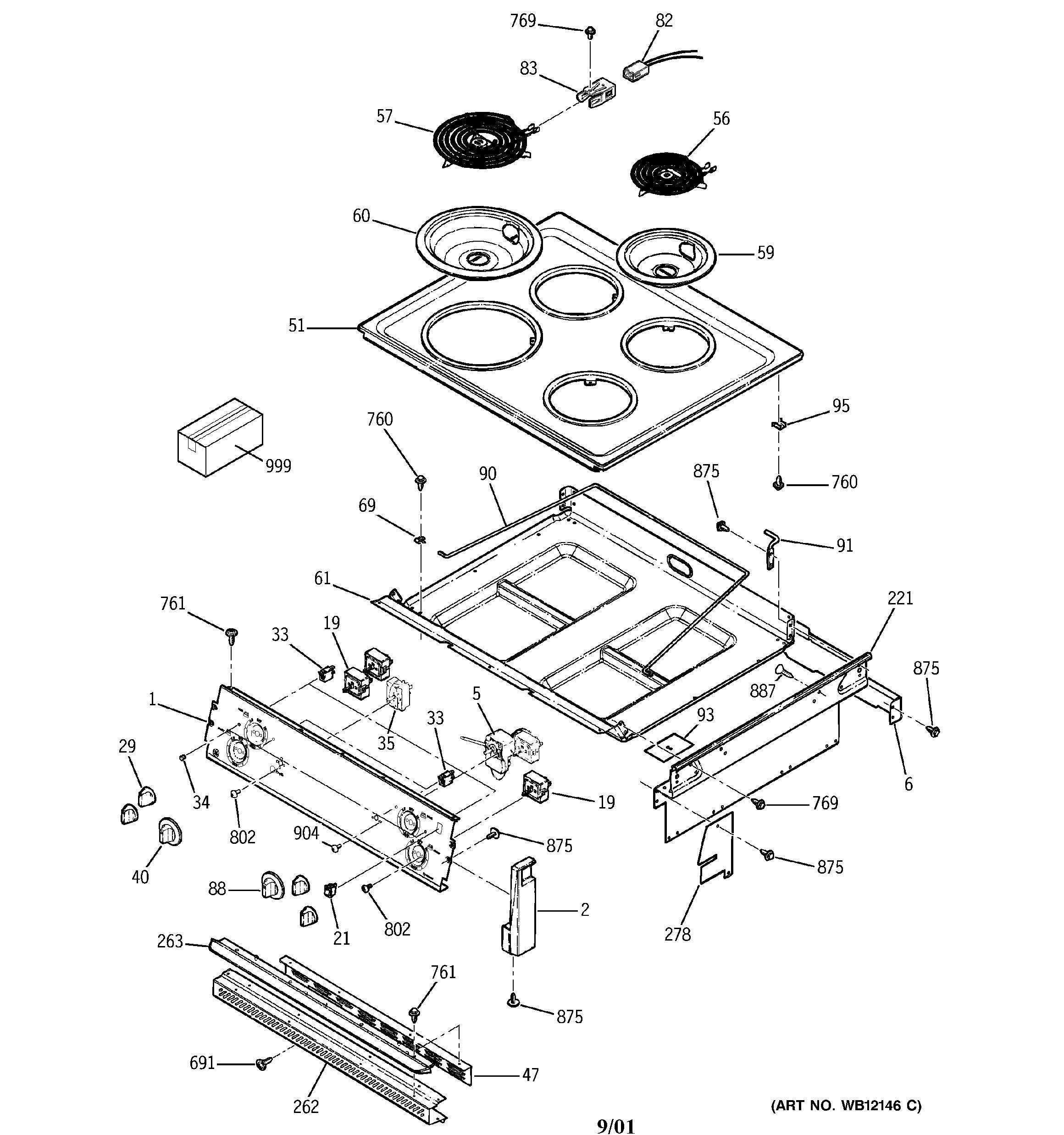 GE JMS08BA2AD control panel & cooktop diagram