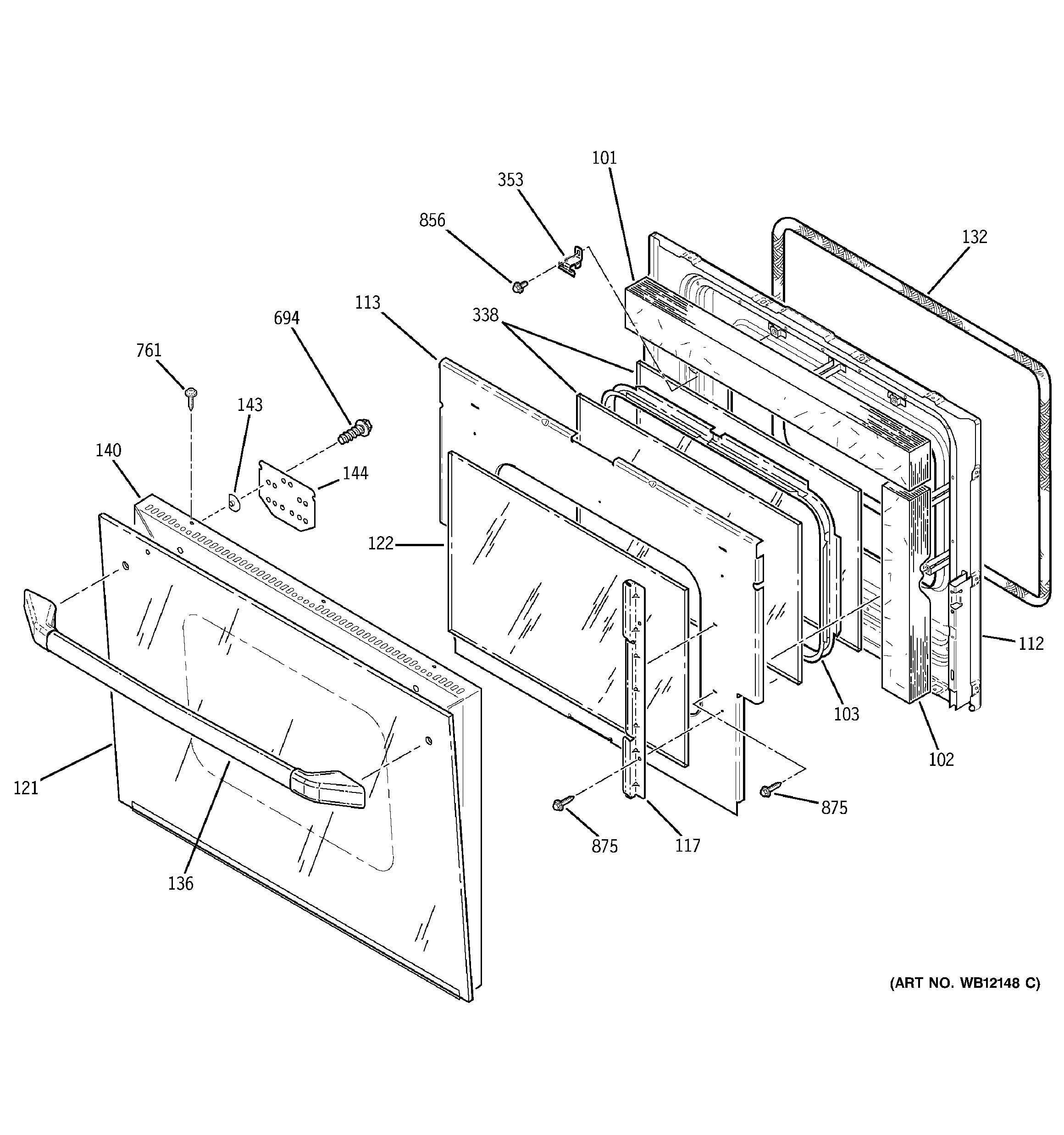 GE JMS08BA2AD door diagram