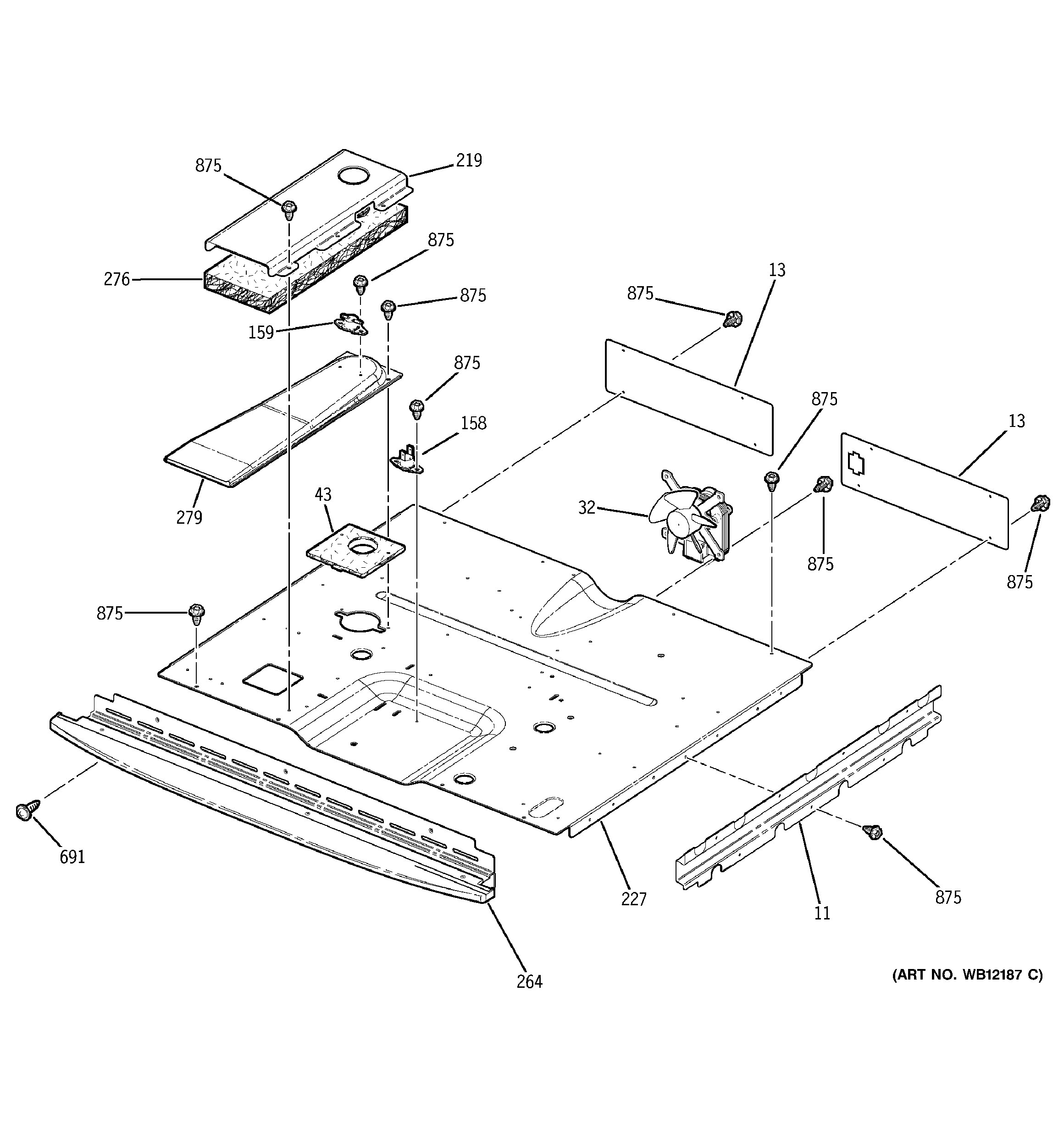 GE JKP56SD1SS center spacer diagram